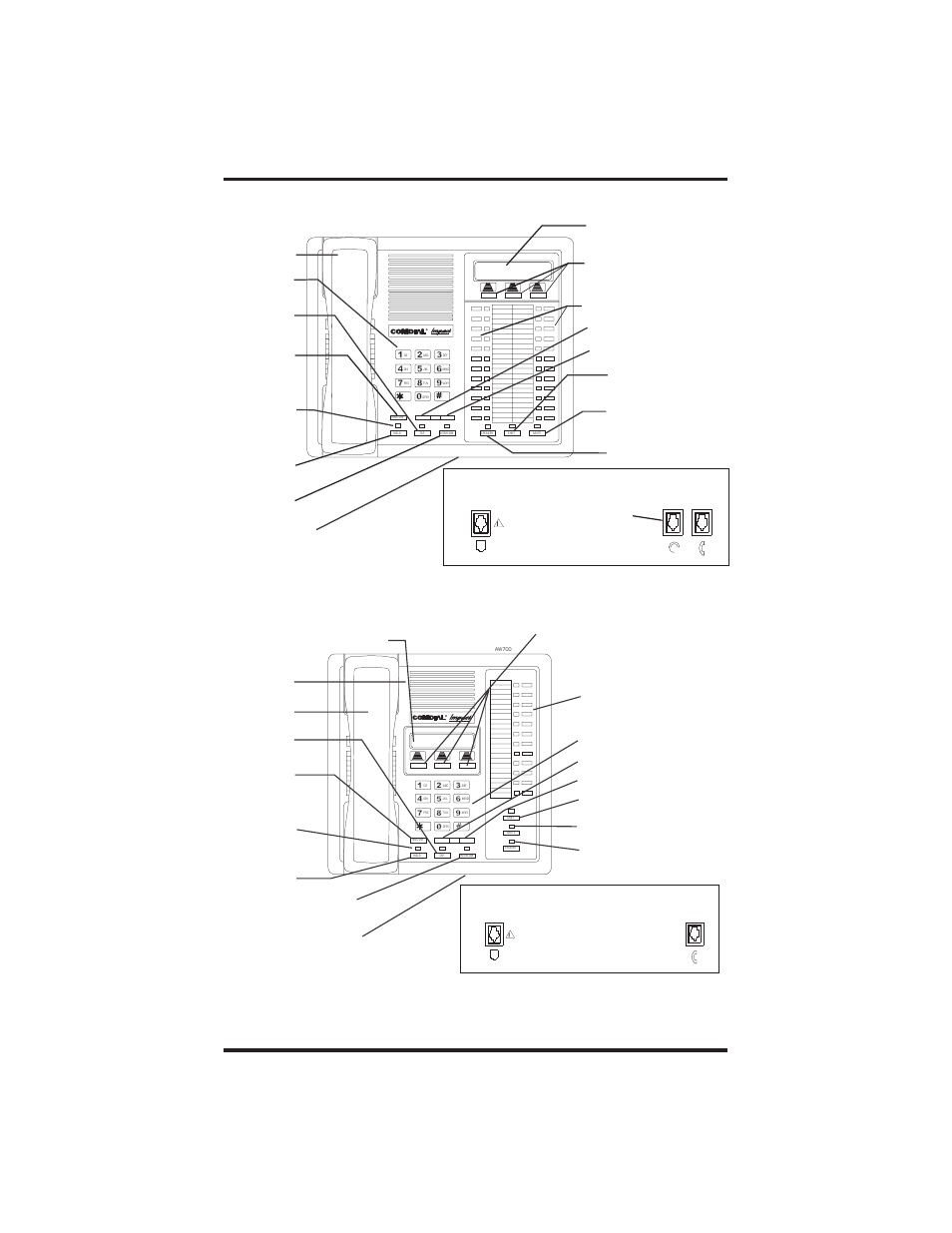 Connectors on bottom of telephone, Optional headset line cord handset | Vertical Communications DSU and DSU II User Manual | Page 13 / 136