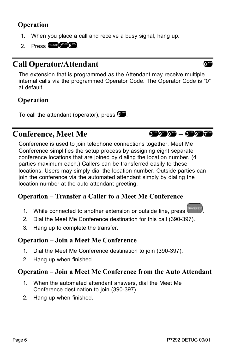 Call operator/attendant 0 | Vertical Communications DX-80 User Manual | Page 9 / 55