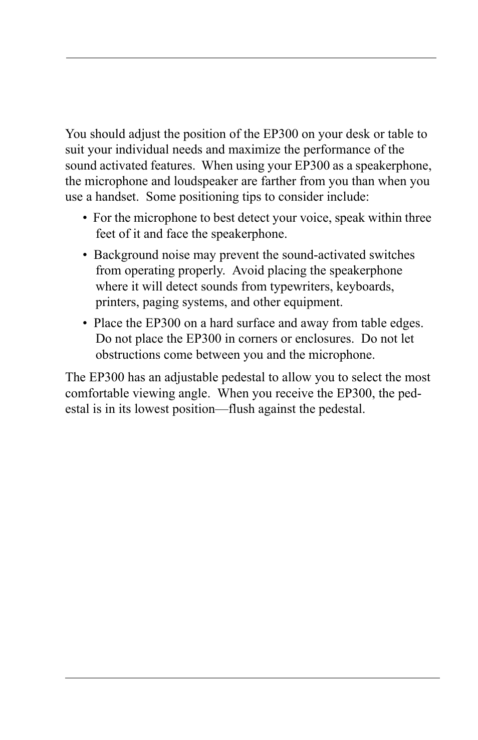 1 positioning the ep300 | Vertical Communications MP5000 User Manual | Page 10 / 38