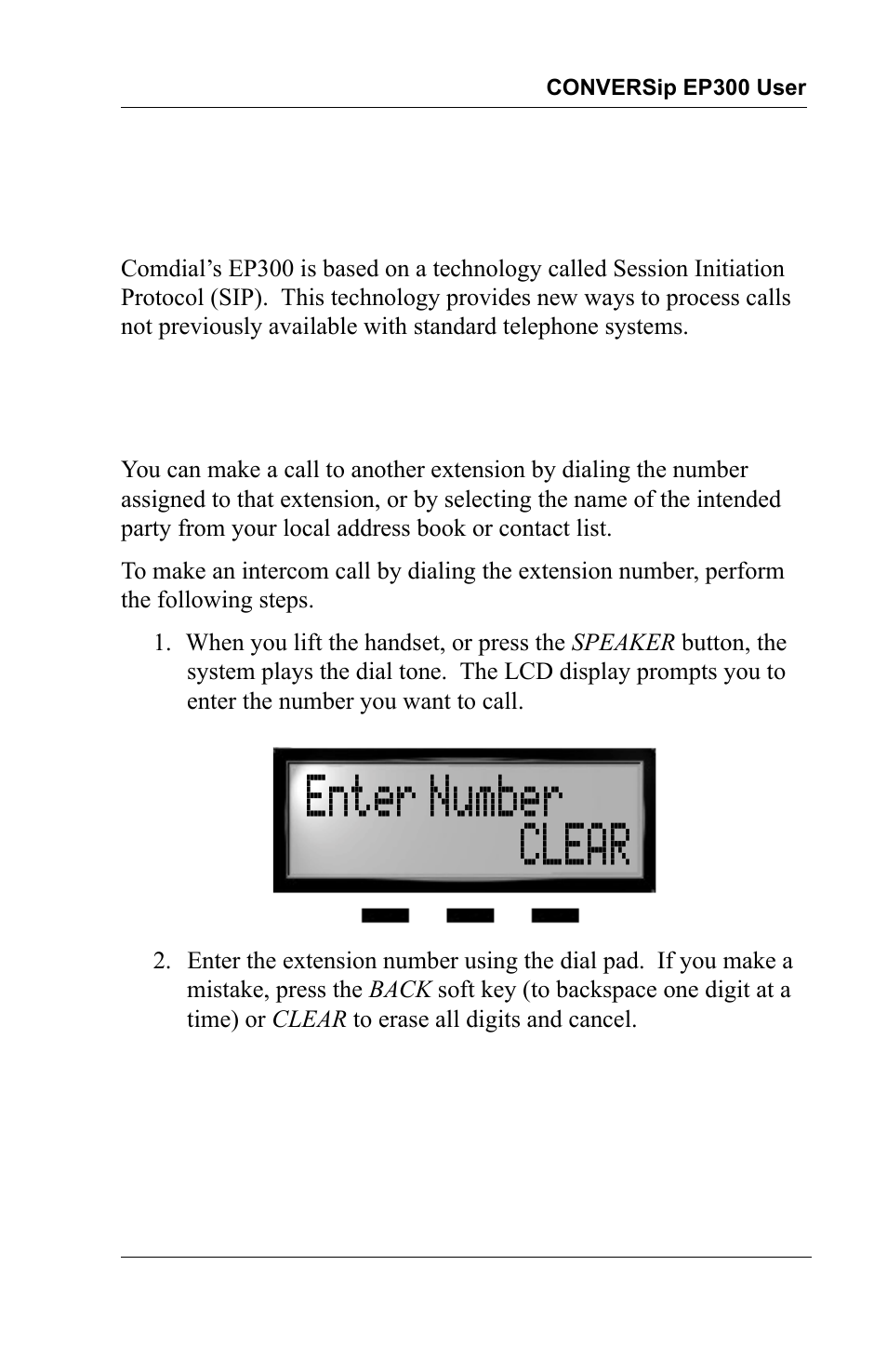 Making calls, 1 making a call to another extension, Enter number clear | Vertical Communications MP5000 User Manual | Page 19 / 38