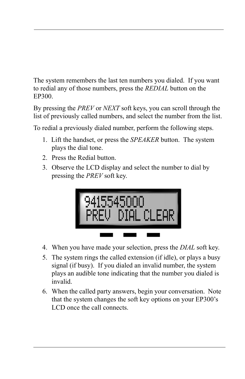 3 redialing a previously dialed number | Vertical Communications MP5000 User Manual | Page 22 / 38