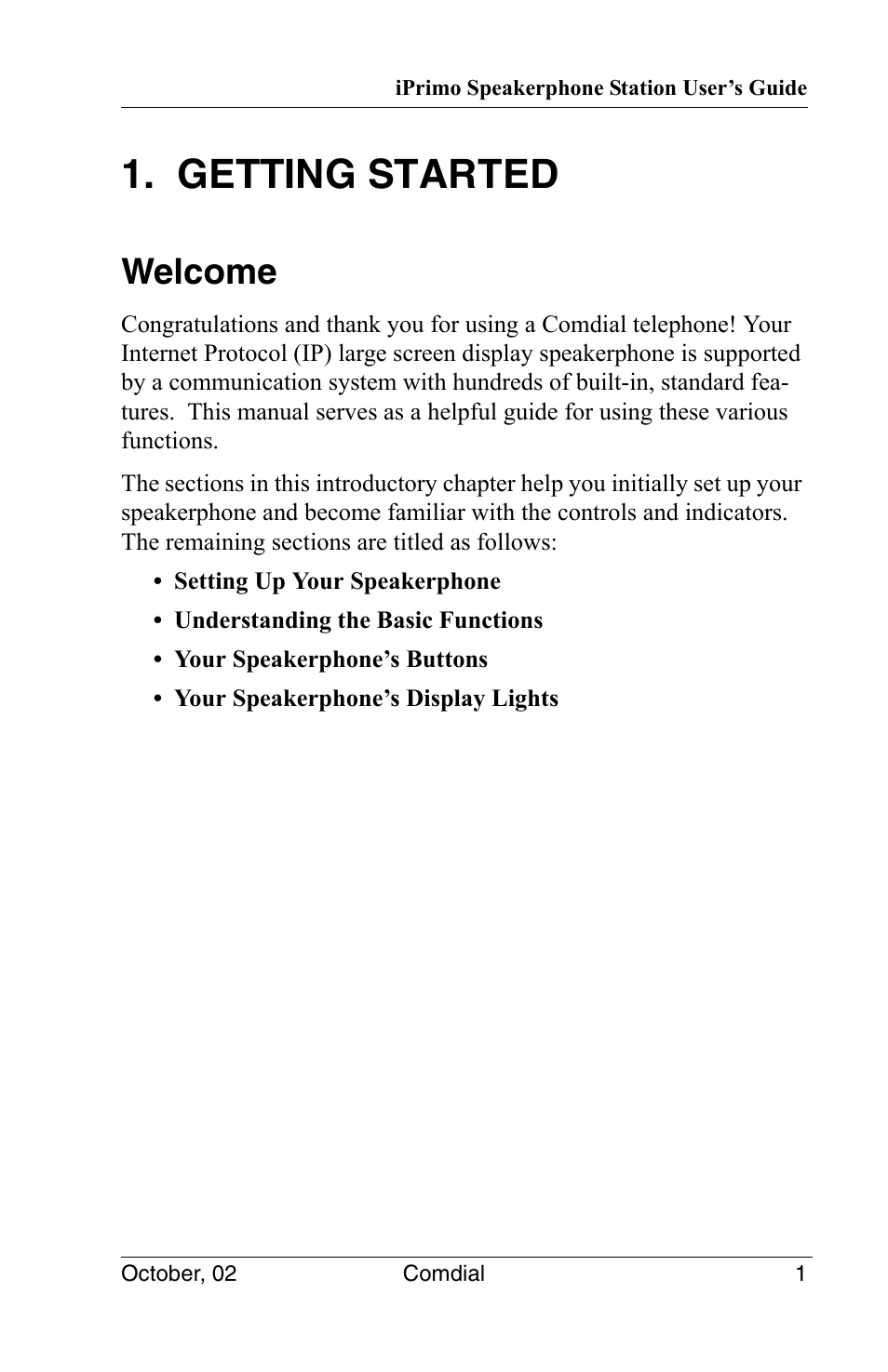Getting started, Welcome | Vertical Communications 8012S User Manual | Page 11 / 162