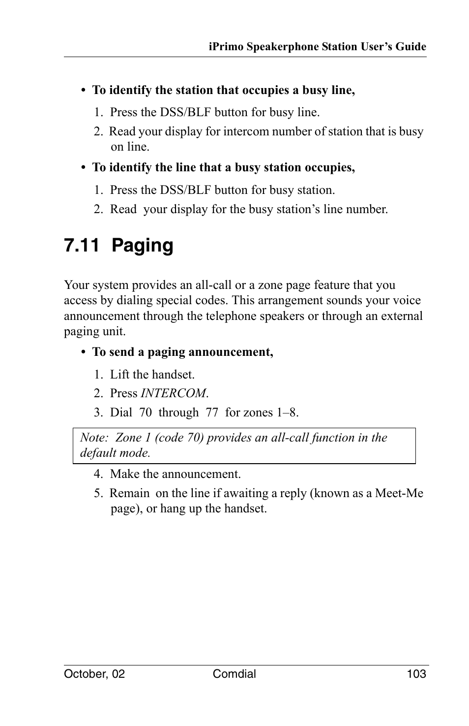 11 paging | Vertical Communications 8012S User Manual | Page 113 / 162