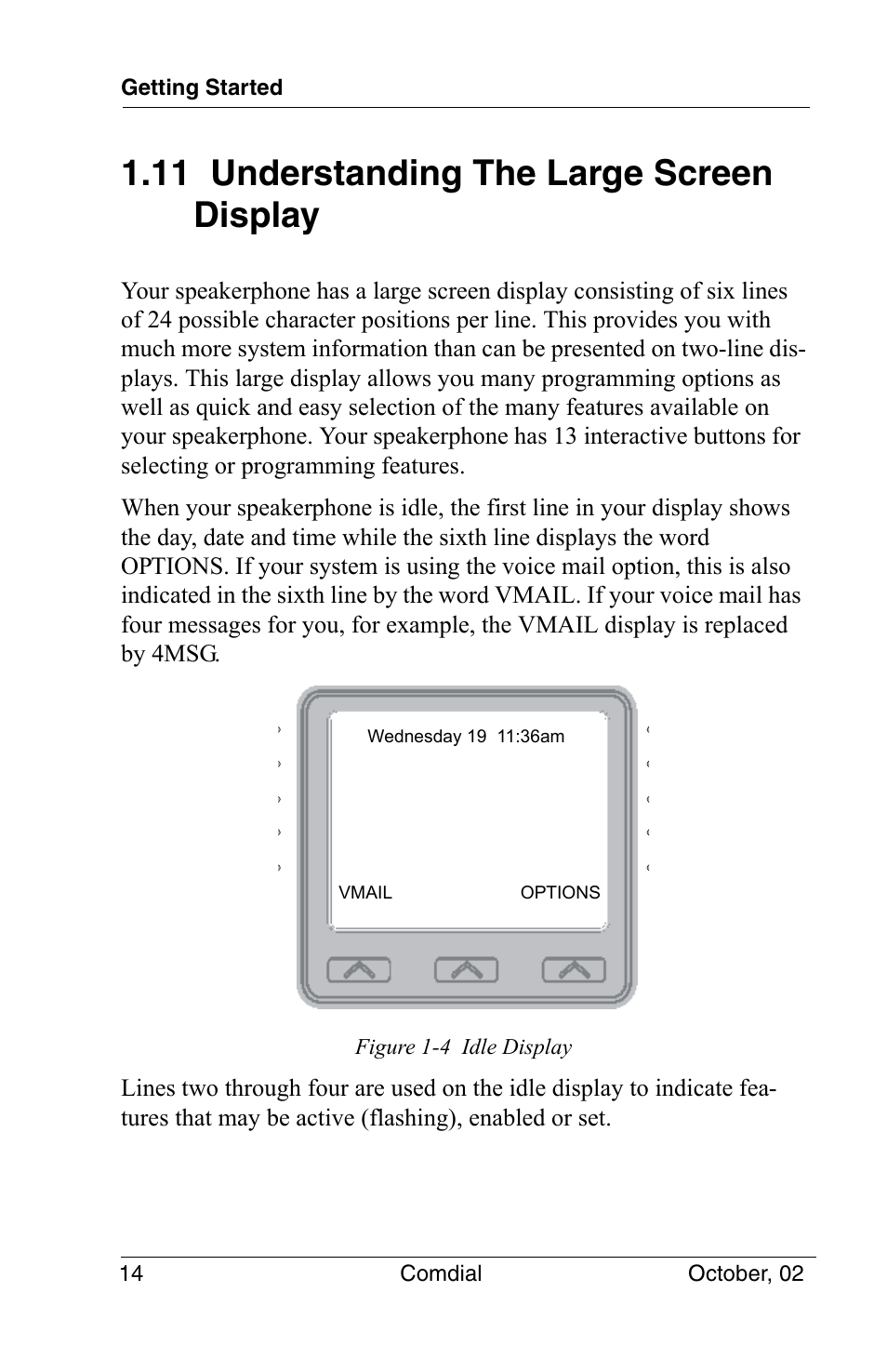 11 understanding the large screen display | Vertical Communications 8012S User Manual | Page 24 / 162