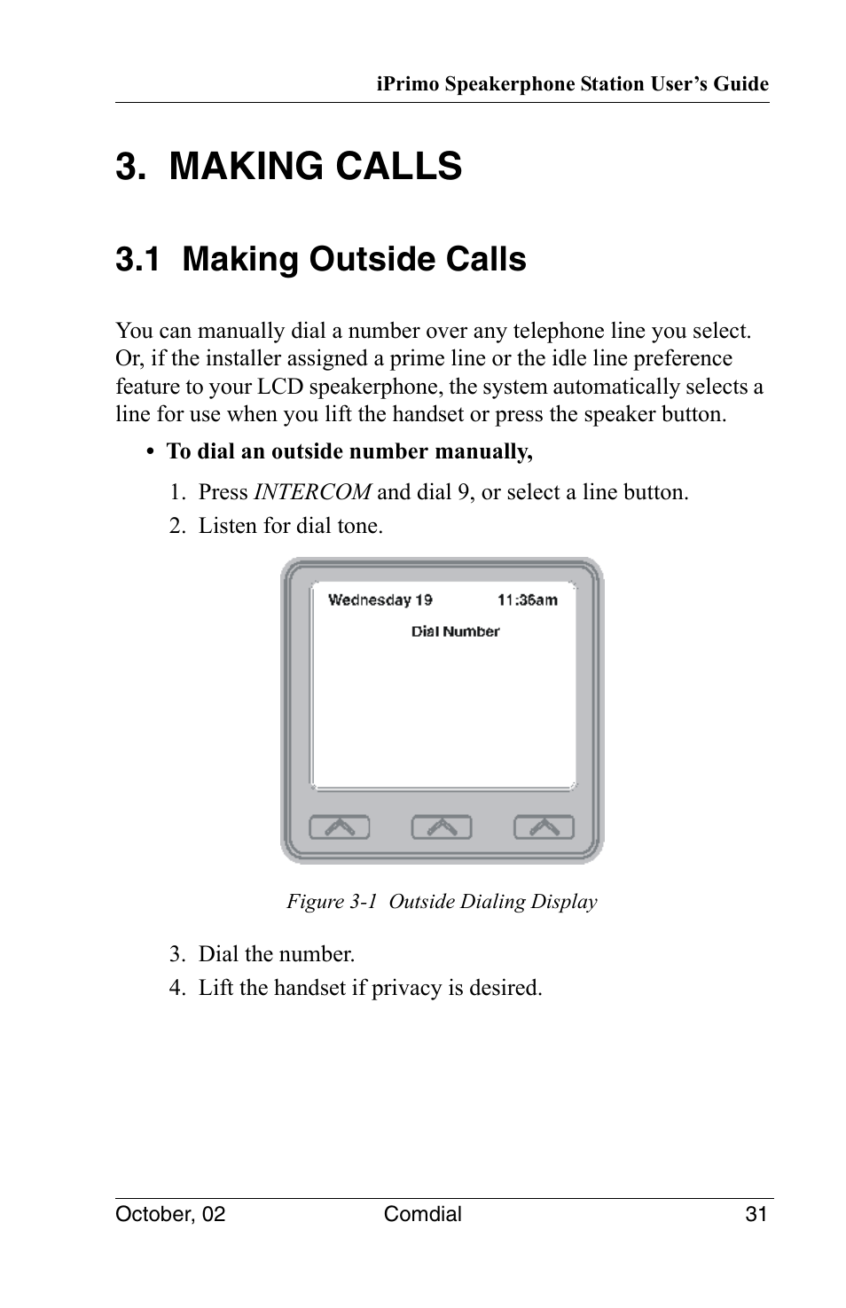 Making calls, 1 making outside calls | Vertical Communications 8012S User Manual | Page 41 / 162