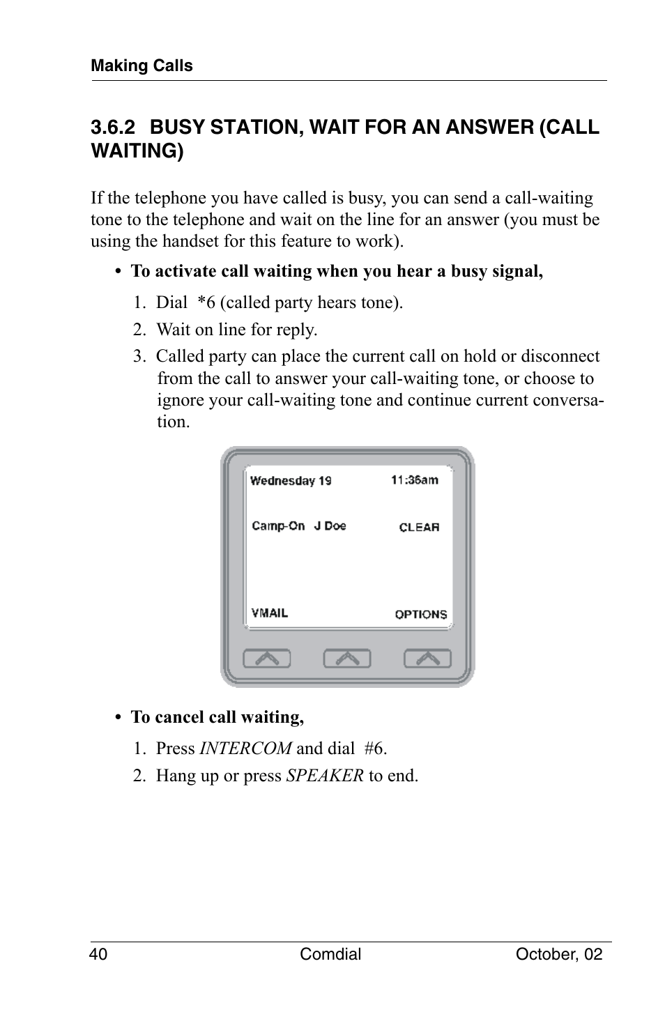 2 busy station, wait for an answer (call waiting) | Vertical Communications 8012S User Manual | Page 50 / 162