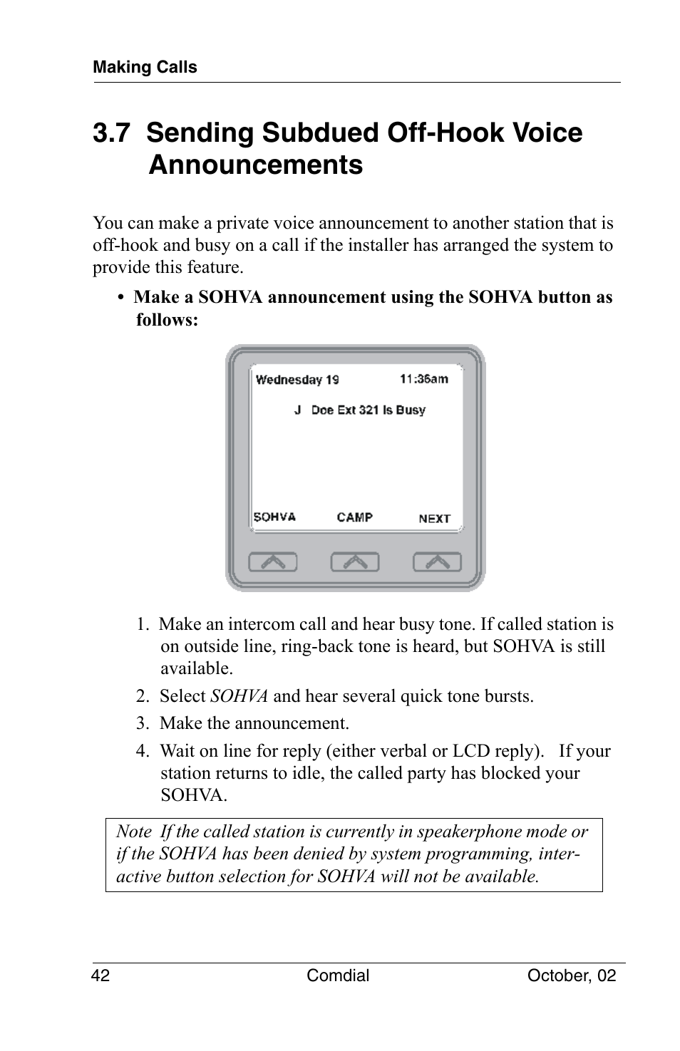 7 sending subdued off-hook voice announcements | Vertical Communications 8012S User Manual | Page 52 / 162