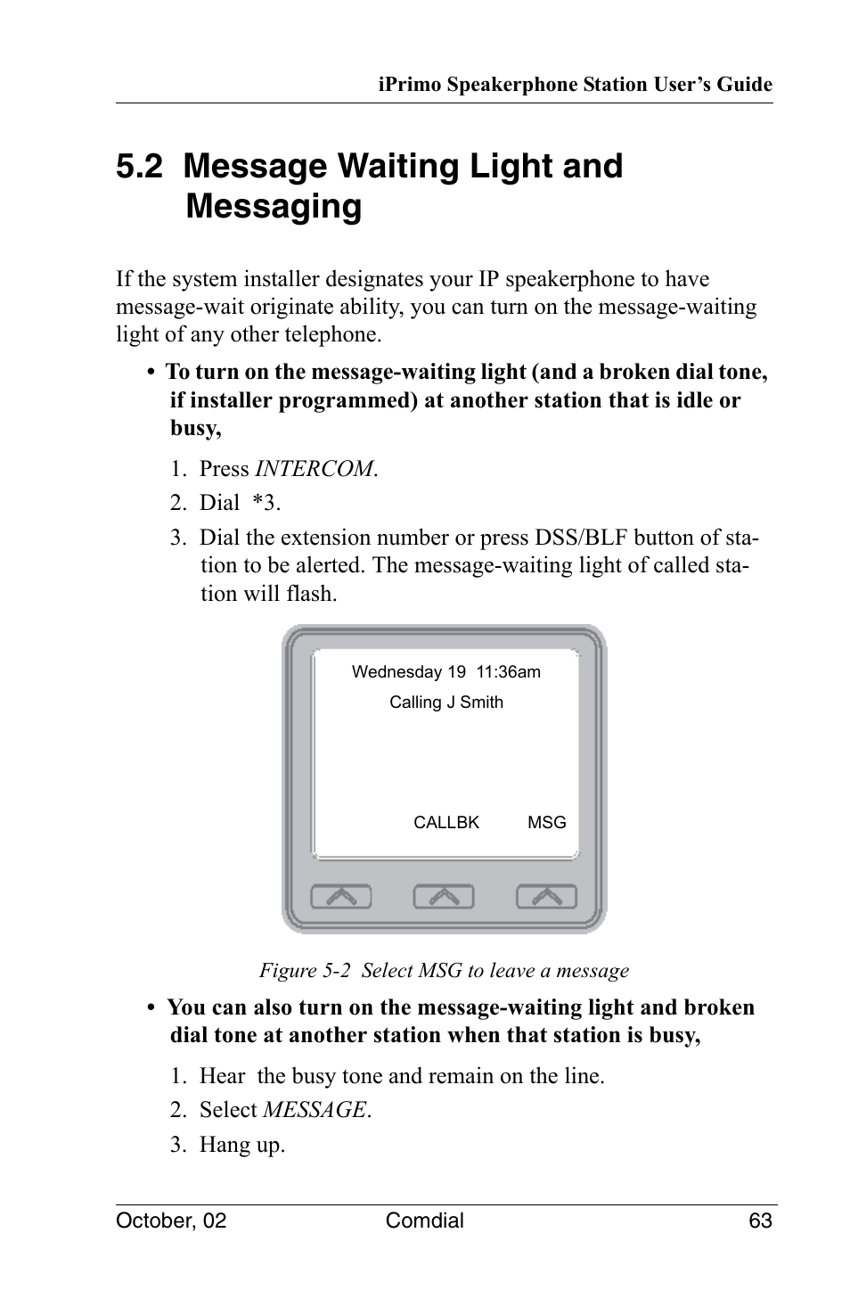 2 message waiting light and messaging | Vertical Communications 8012S User Manual | Page 73 / 162