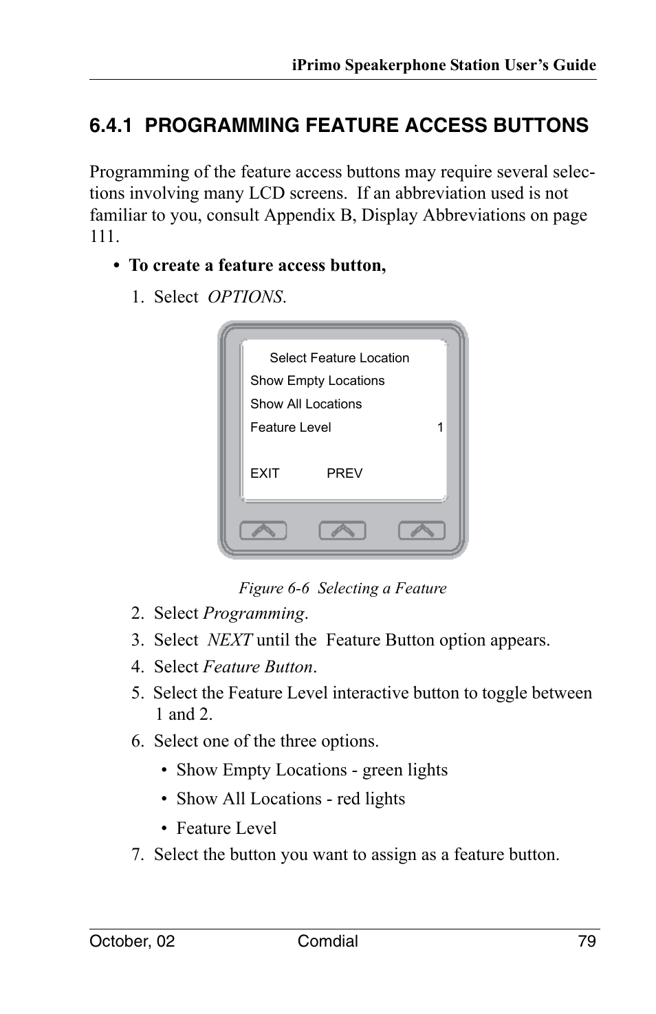 1 programming feature access buttons | Vertical Communications 8012S User Manual | Page 89 / 162