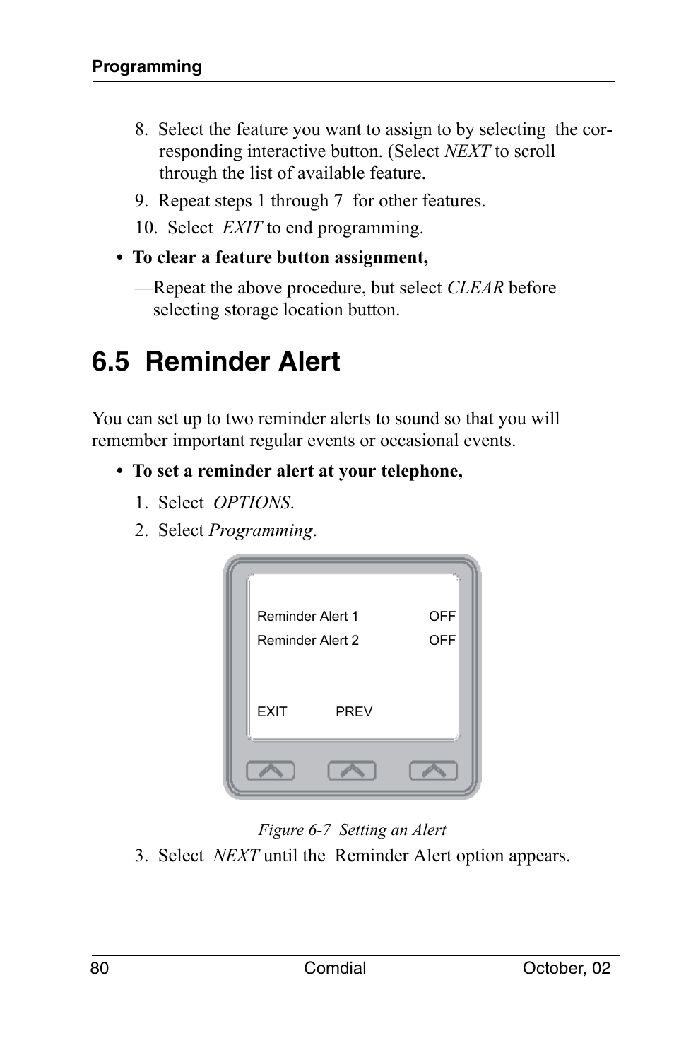 5 reminder alert | Vertical Communications 8012S User Manual | Page 90 / 162