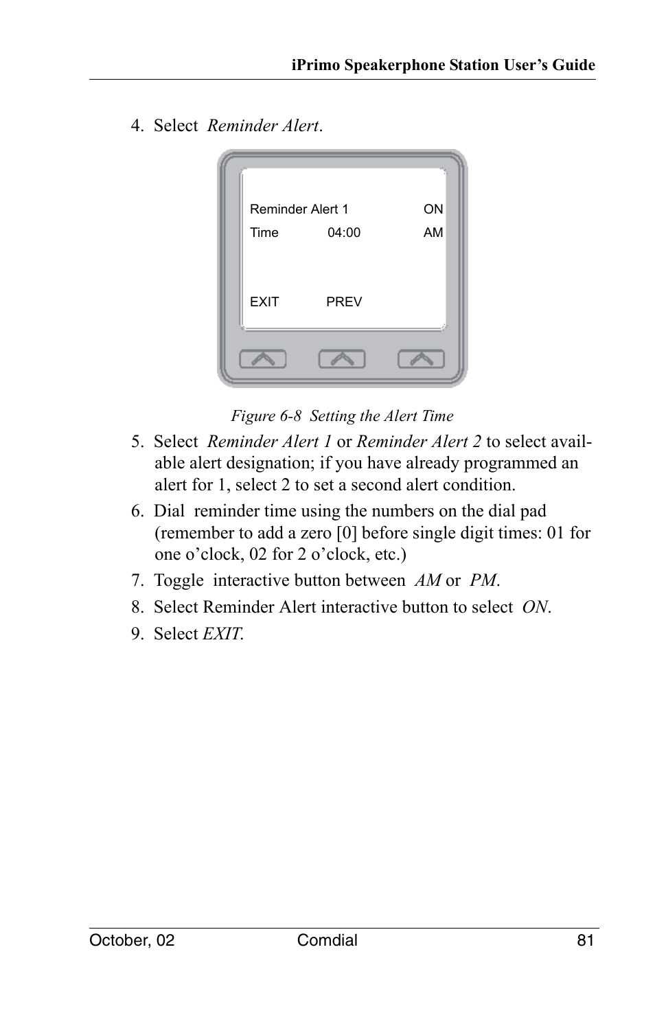 Select reminder alert | Vertical Communications 8012S User Manual | Page 91 / 162