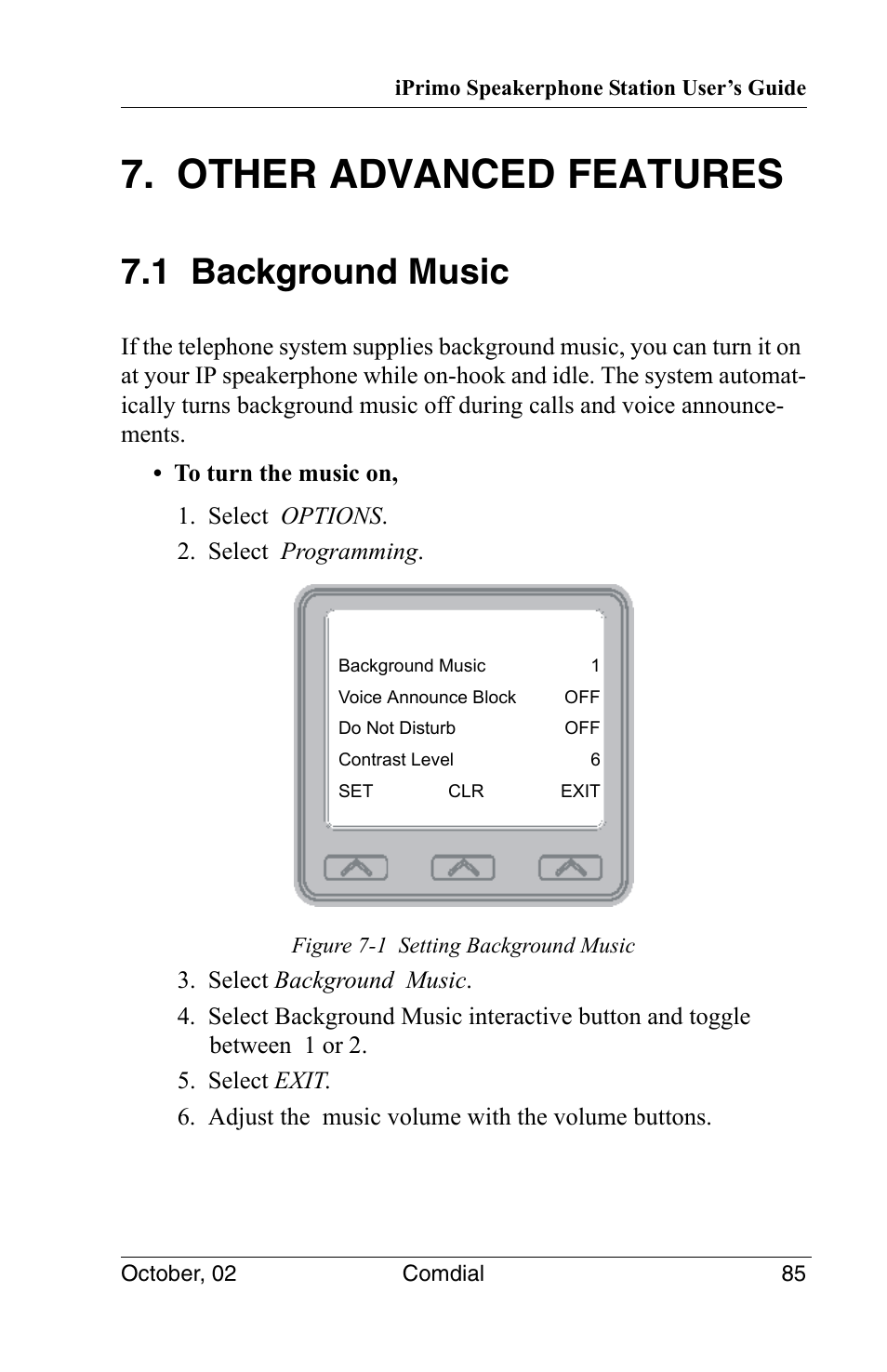 Other advanced features, 1 background music | Vertical Communications 8012S User Manual | Page 95 / 162