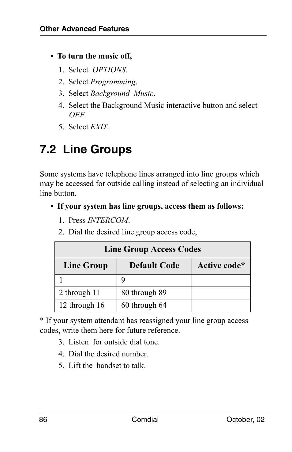 2 line groups | Vertical Communications 8012S User Manual | Page 96 / 162