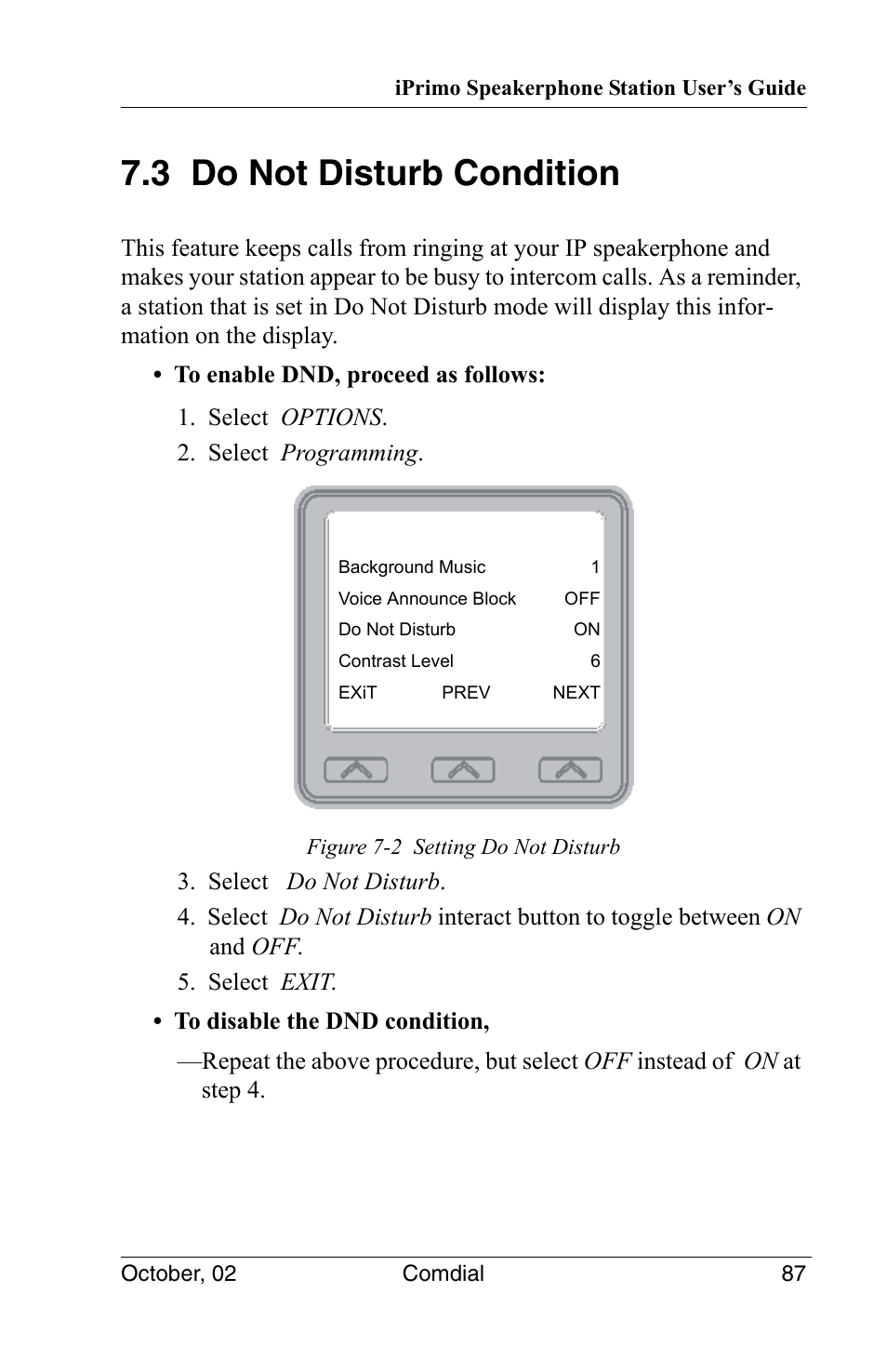 3 do not disturb condition | Vertical Communications 8012S User Manual | Page 97 / 162