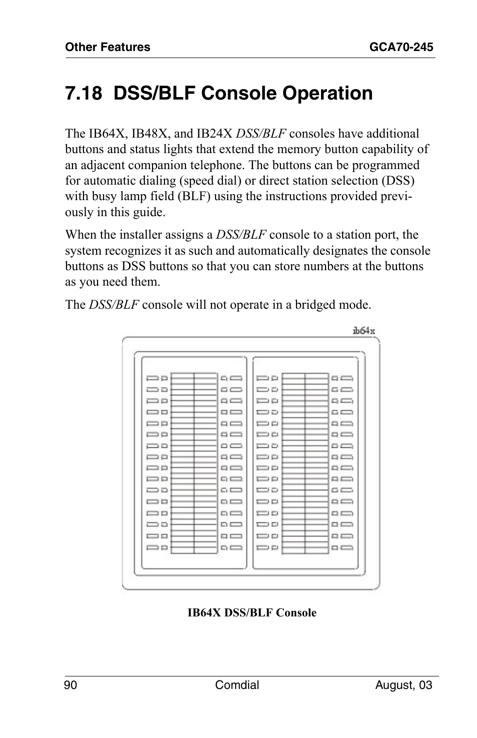 18 dss/blf console operation | Vertical Communications SCS 8324F User Manual | Page 100 / 146