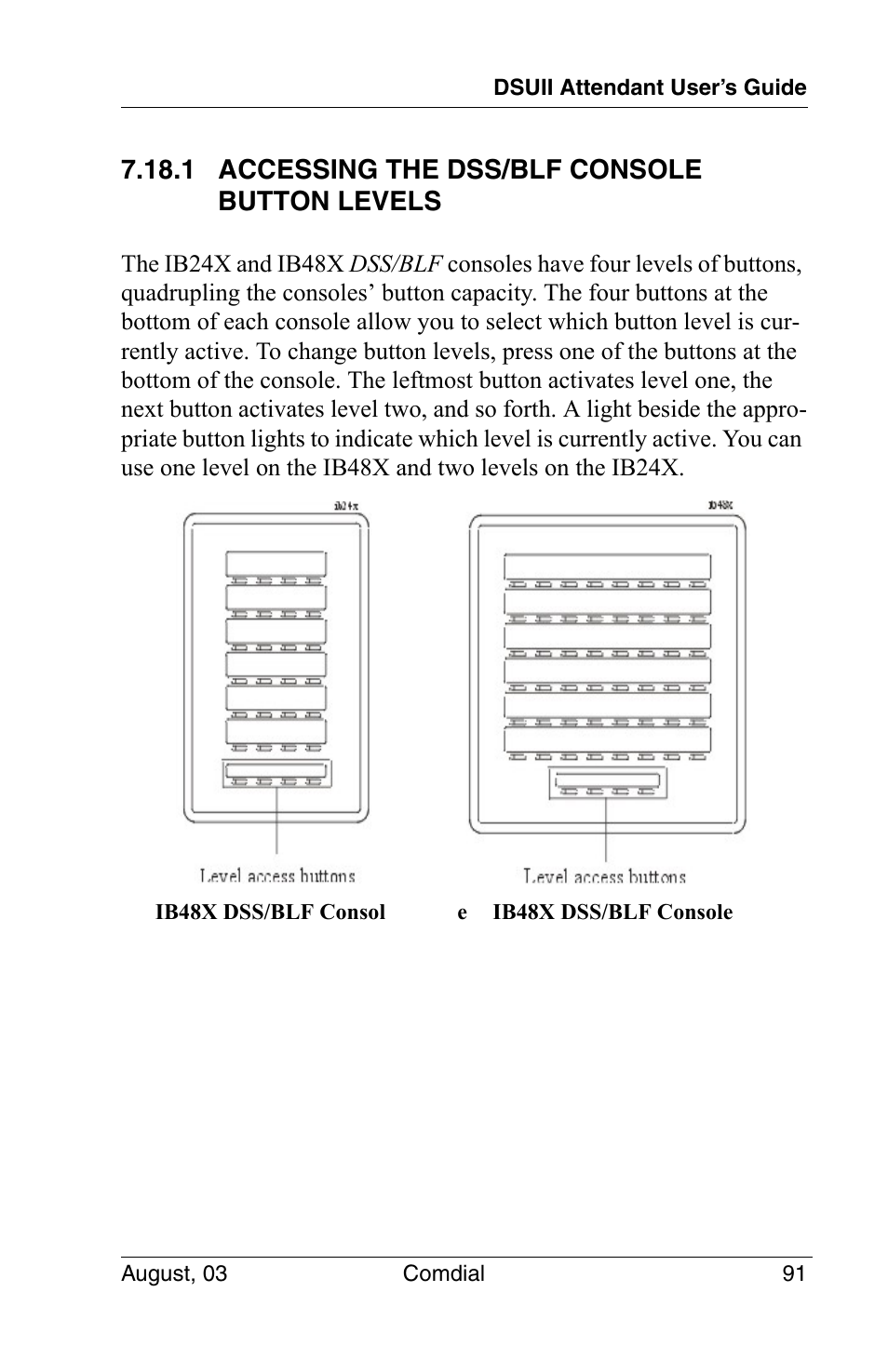 1 accessing the dss/blf console button levels | Vertical Communications SCS 8324F User Manual | Page 101 / 146