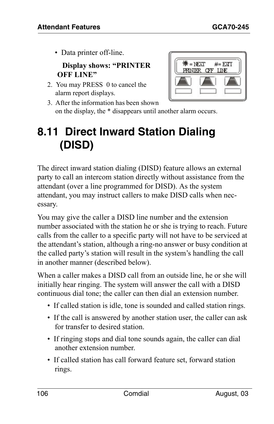 11 direct inward station dialing (disd) | Vertical Communications SCS 8324F User Manual | Page 116 / 146