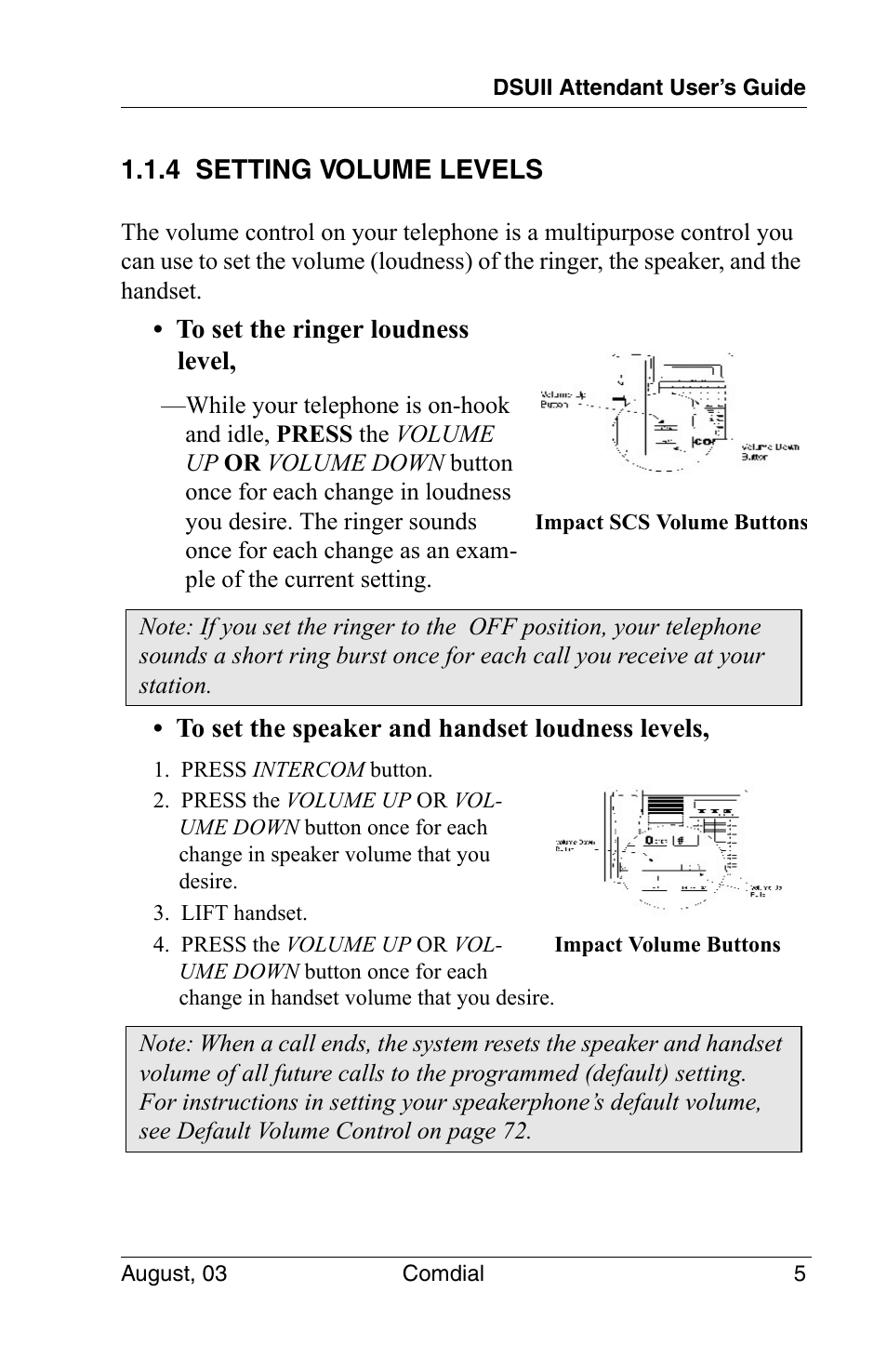 4 setting volume levels | Vertical Communications SCS 8324F User Manual | Page 15 / 146