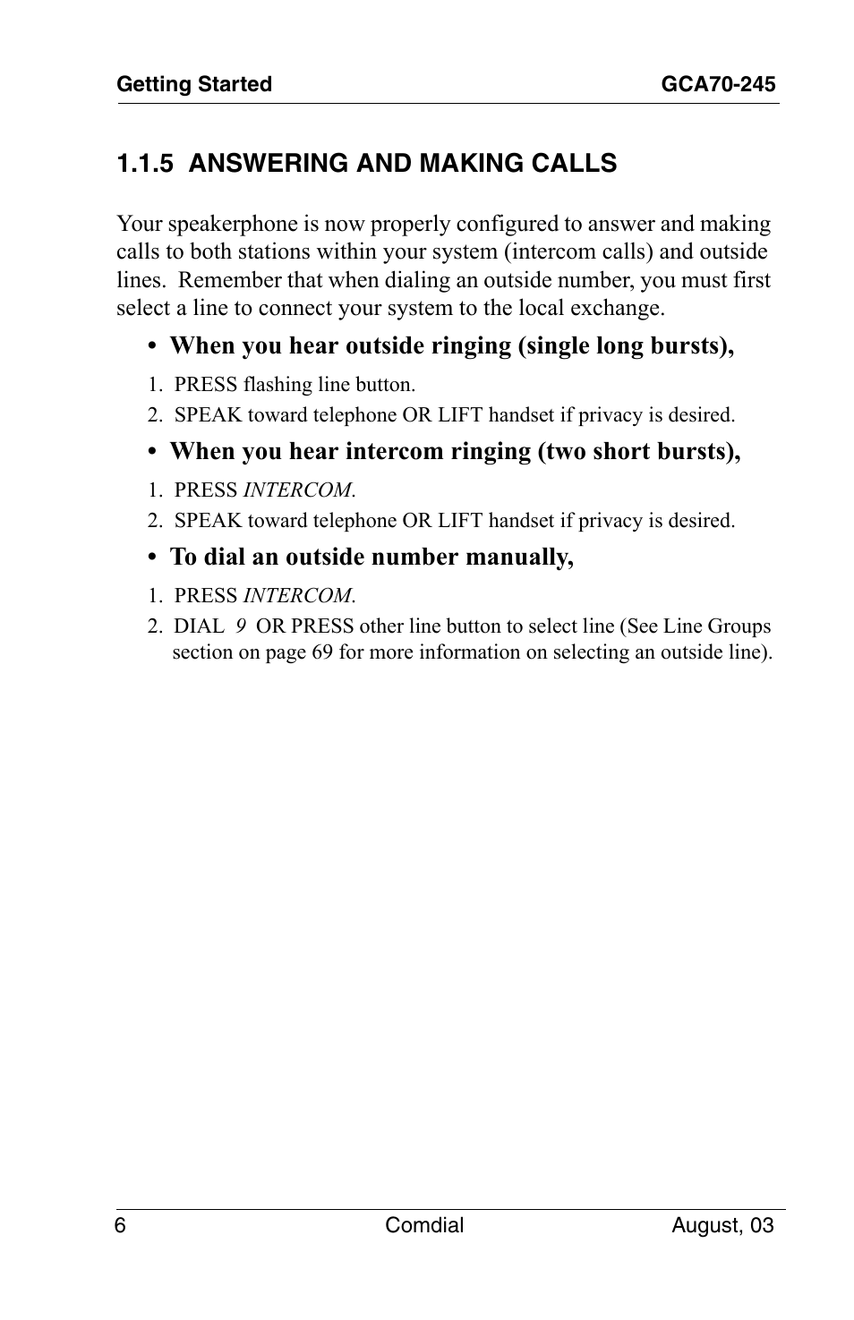 5 answering and making calls | Vertical Communications SCS 8324F User Manual | Page 16 / 146