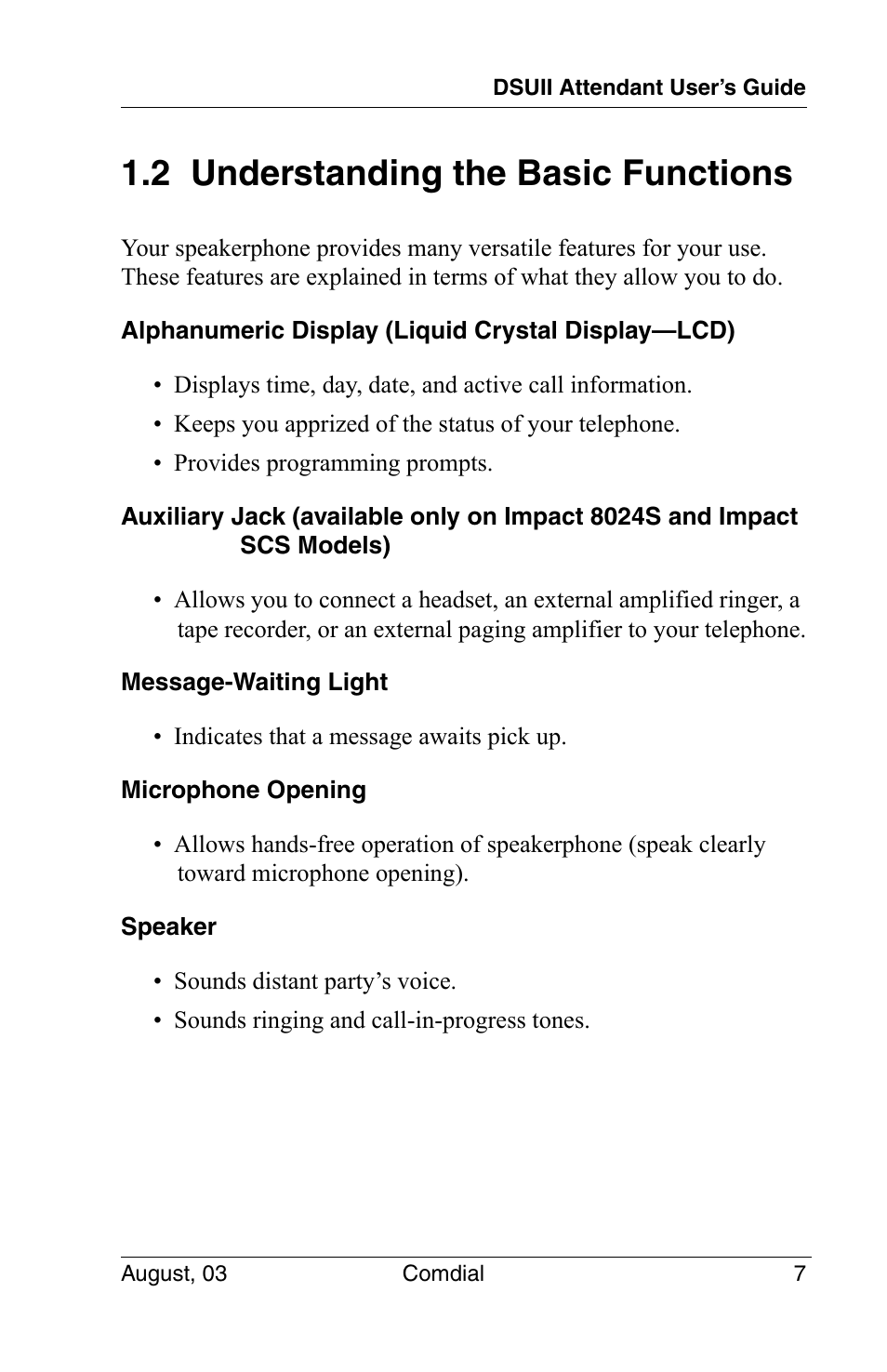 2 understanding the basic functions | Vertical Communications SCS 8324F User Manual | Page 17 / 146