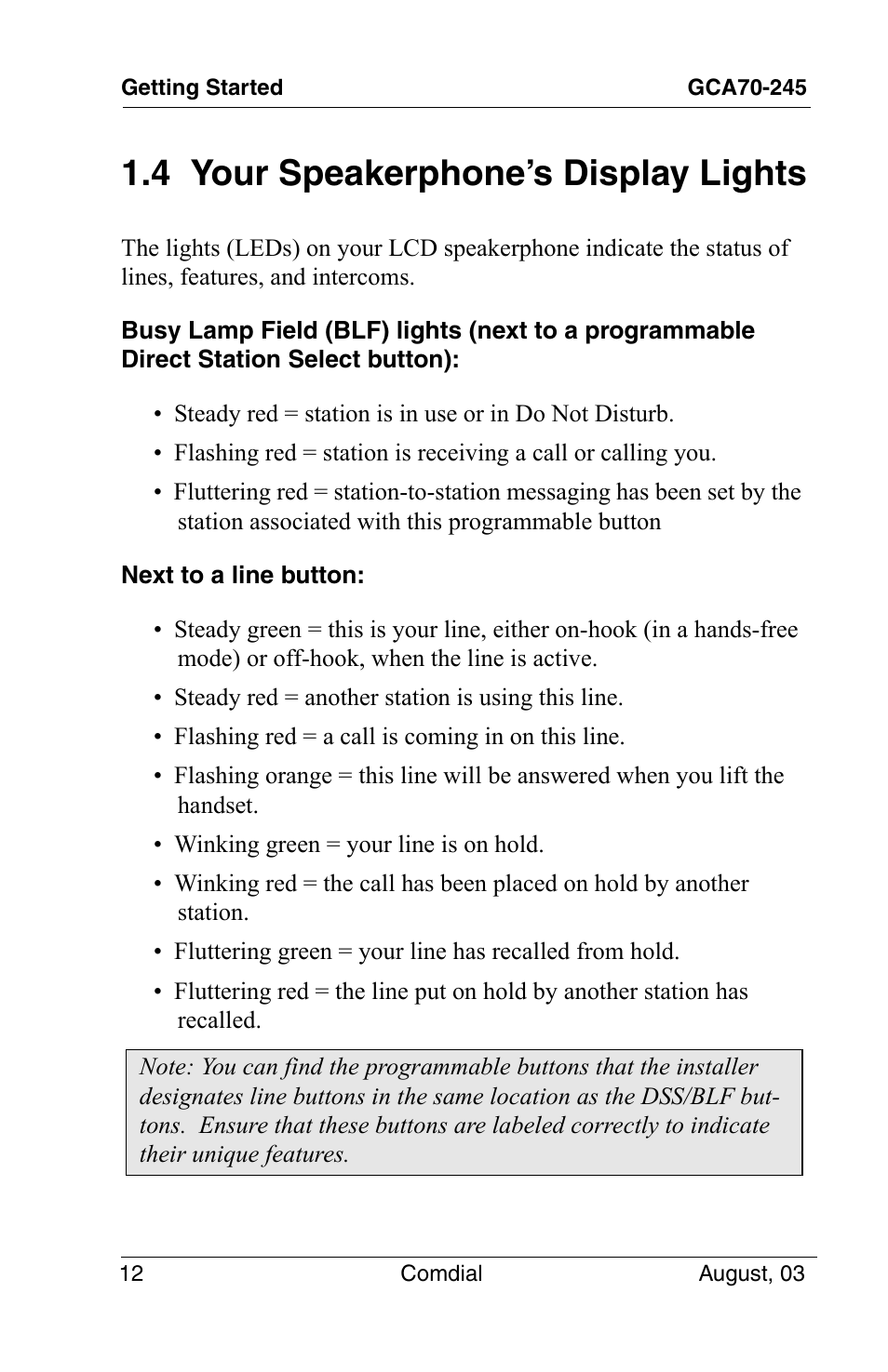 4 your speakerphone’s display lights | Vertical Communications SCS 8324F User Manual | Page 22 / 146