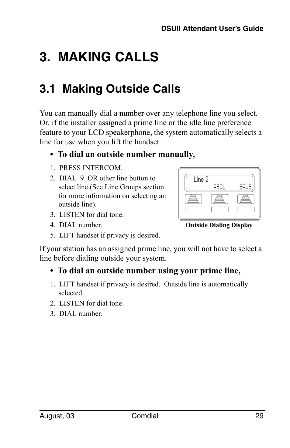 Making calls, 1 making outside calls | Vertical Communications SCS 8324F User Manual | Page 39 / 146