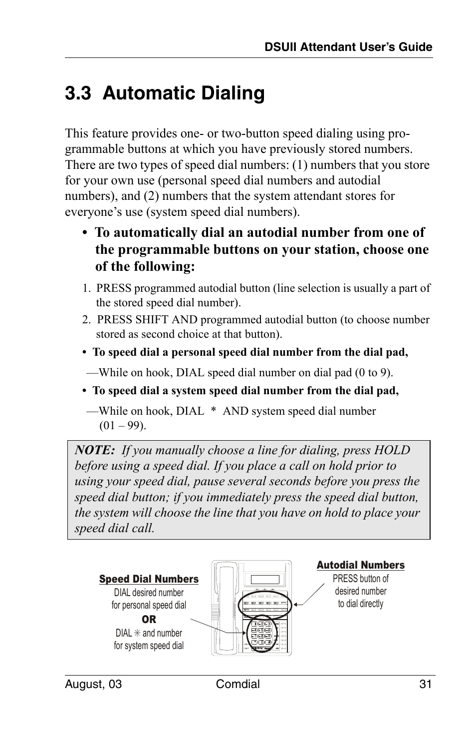 3 automatic dialing | Vertical Communications SCS 8324F User Manual | Page 41 / 146