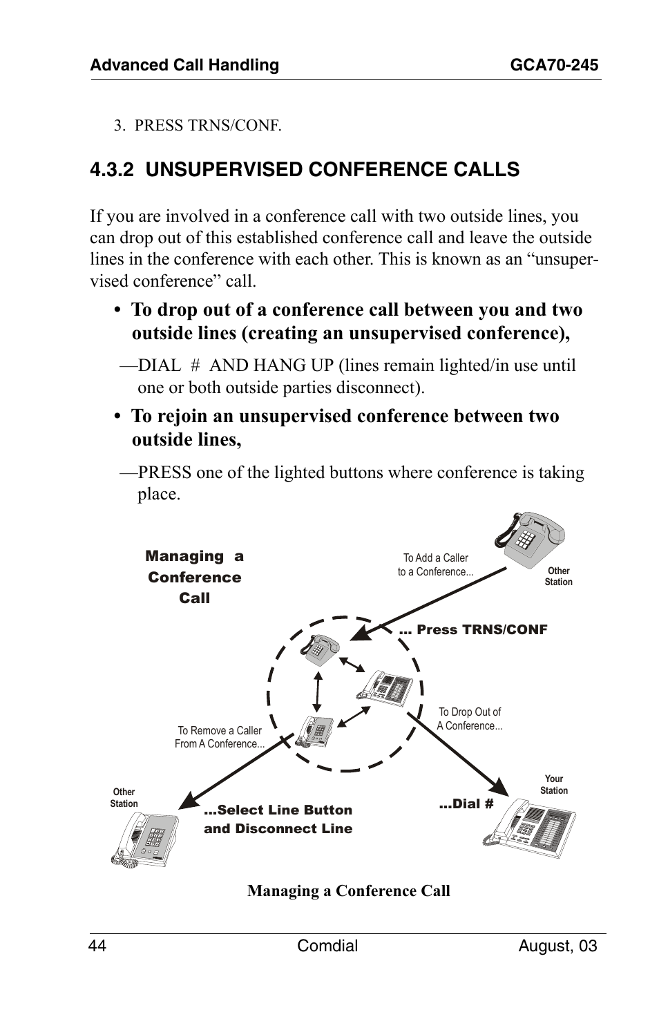 2 unsupervised conference calls | Vertical Communications SCS 8324F User Manual | Page 54 / 146