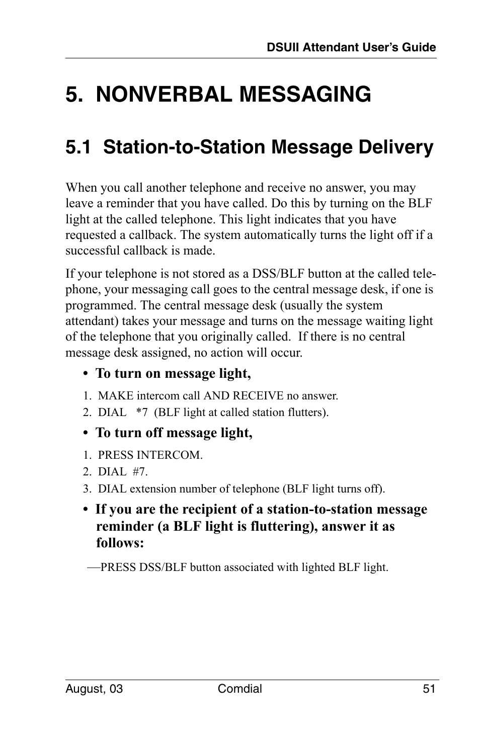 Nonverbal messaging, 1 station-to-station message delivery | Vertical Communications SCS 8324F User Manual | Page 61 / 146