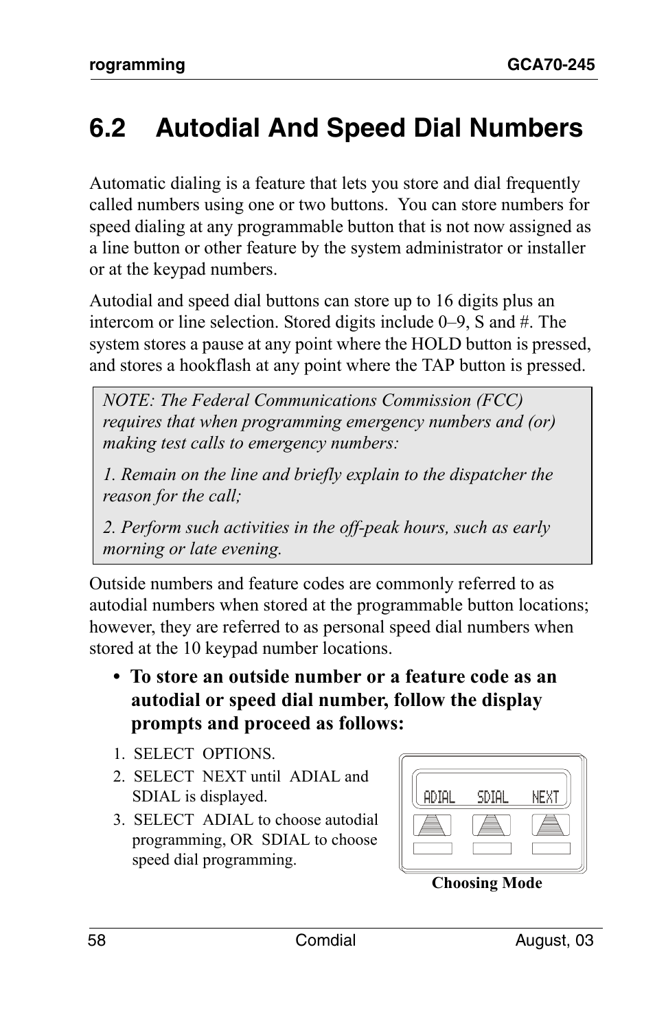 2 autodial and speed dial numbers | Vertical Communications SCS 8324F User Manual | Page 68 / 146