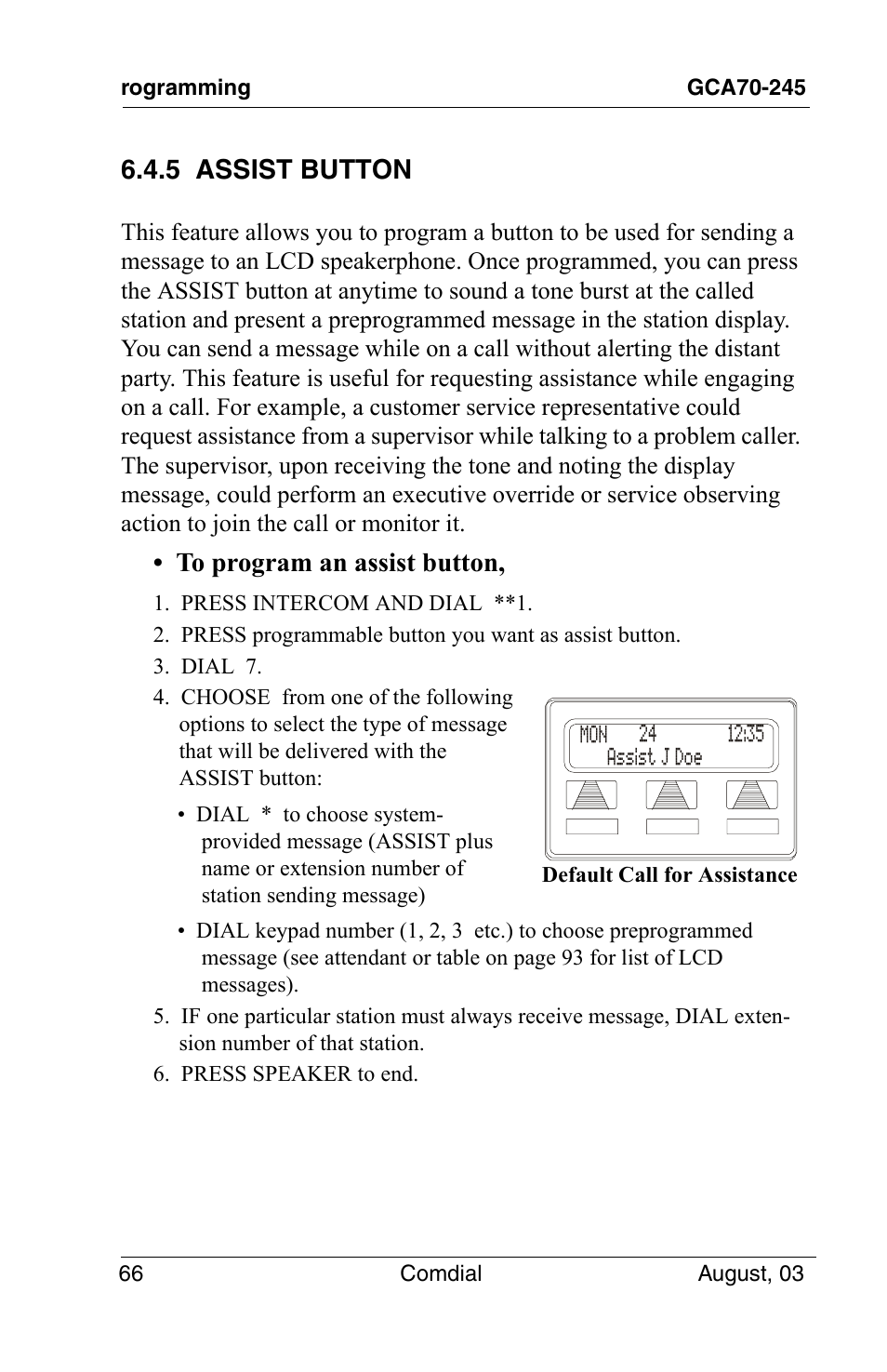 5 assist button | Vertical Communications SCS 8324F User Manual | Page 76 / 146
