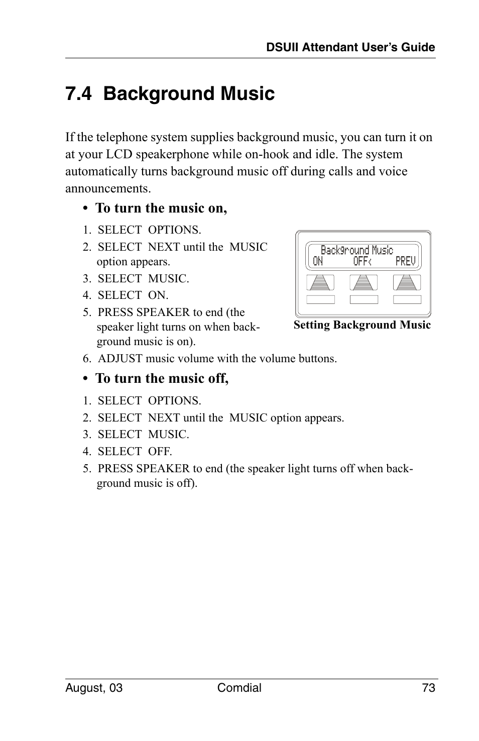 4 background music | Vertical Communications SCS 8324F User Manual | Page 83 / 146