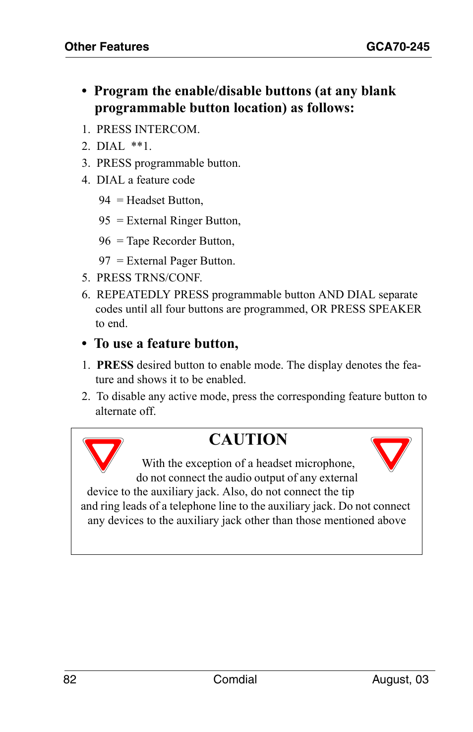 Caution | Vertical Communications SCS 8324F User Manual | Page 92 / 146