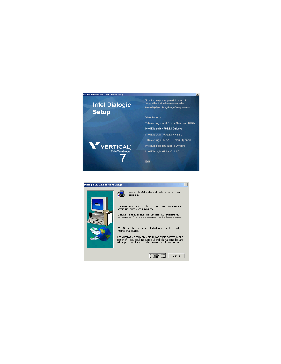 Installing intel dialogic sr 5.1.1, Installing intel dialogic sr 5.1.1 -6 | Vertical Communications TeleVantage 7.5 User Manual | Page 78 / 180