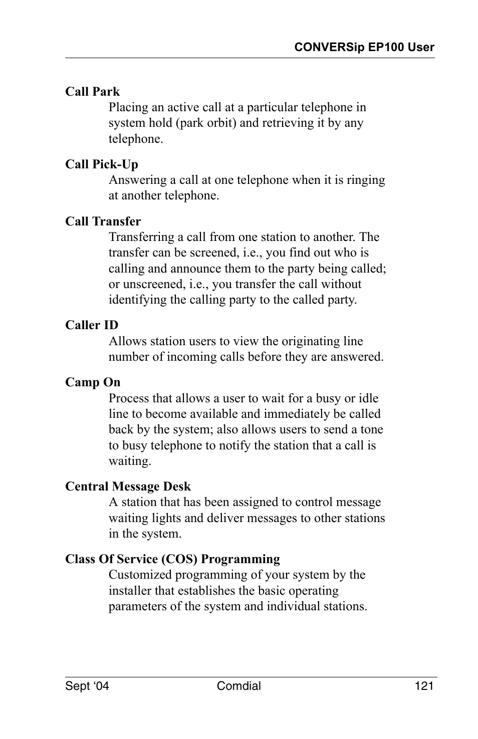 Vertical Communications EP100 User Manual | Page 119 / 132