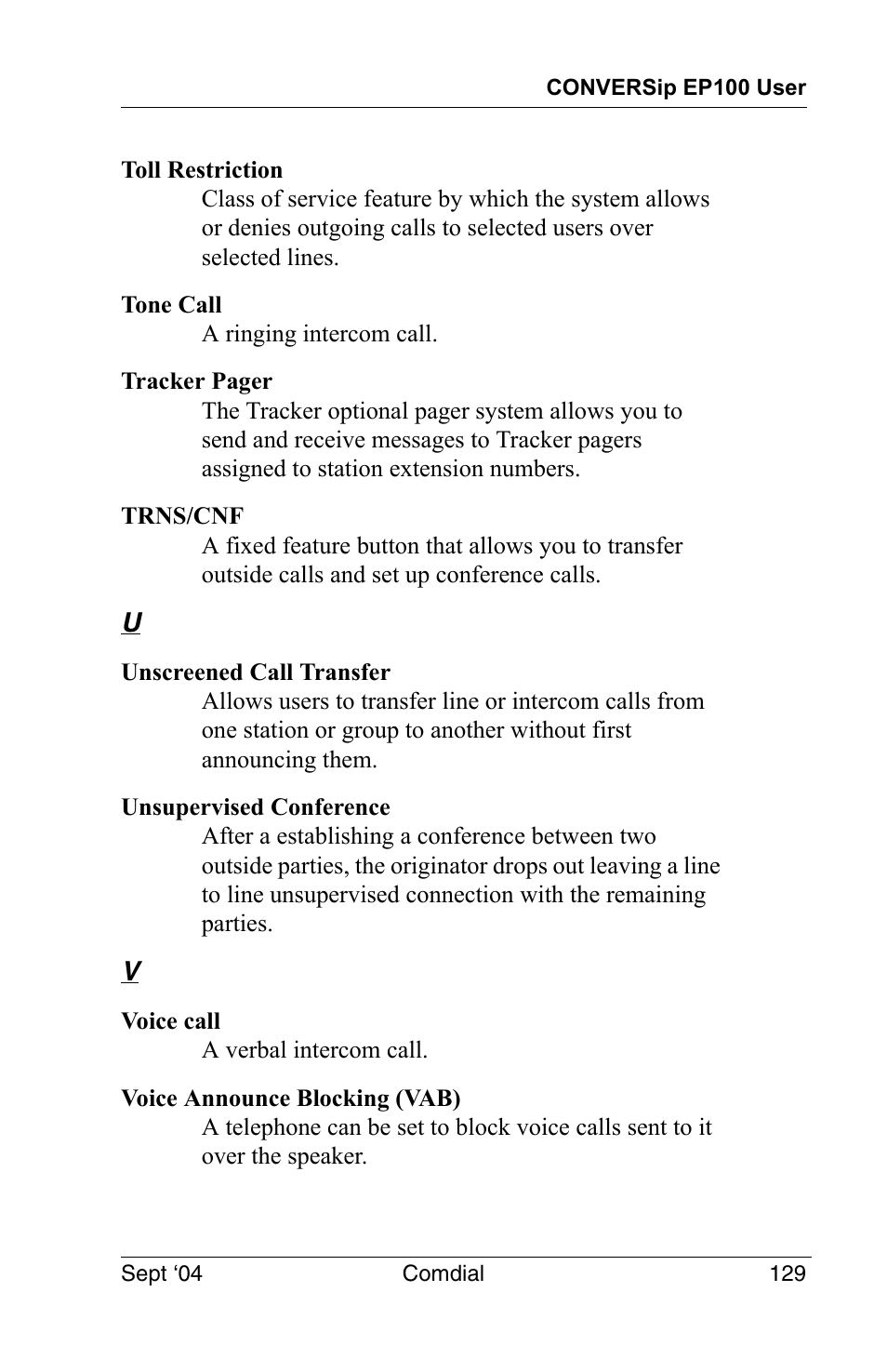 Vertical Communications EP100 User Manual | Page 127 / 132