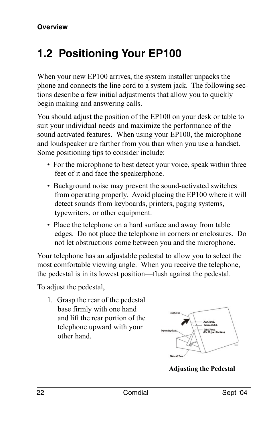 2 positioning your ep100 | Vertical Communications EP100 User Manual | Page 20 / 132