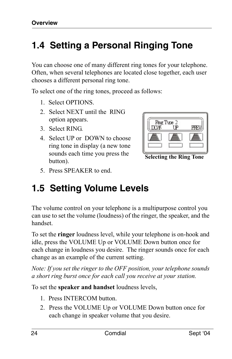 4 setting a personal ringing tone, 5 setting volume levels | Vertical Communications EP100 User Manual | Page 22 / 132