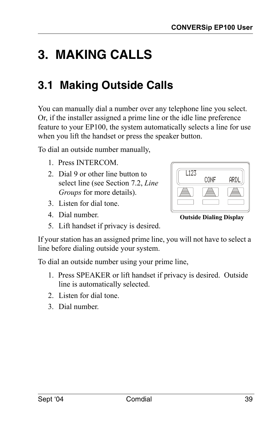Making calls, 1 making outside calls | Vertical Communications EP100 User Manual | Page 37 / 132