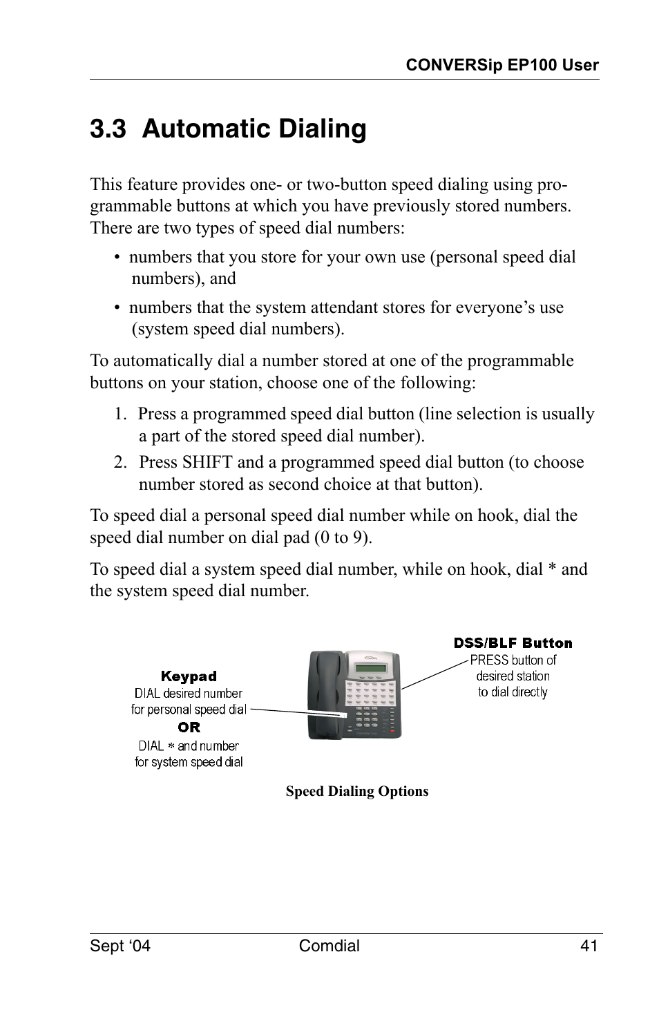 3 automatic dialing | Vertical Communications EP100 User Manual | Page 39 / 132