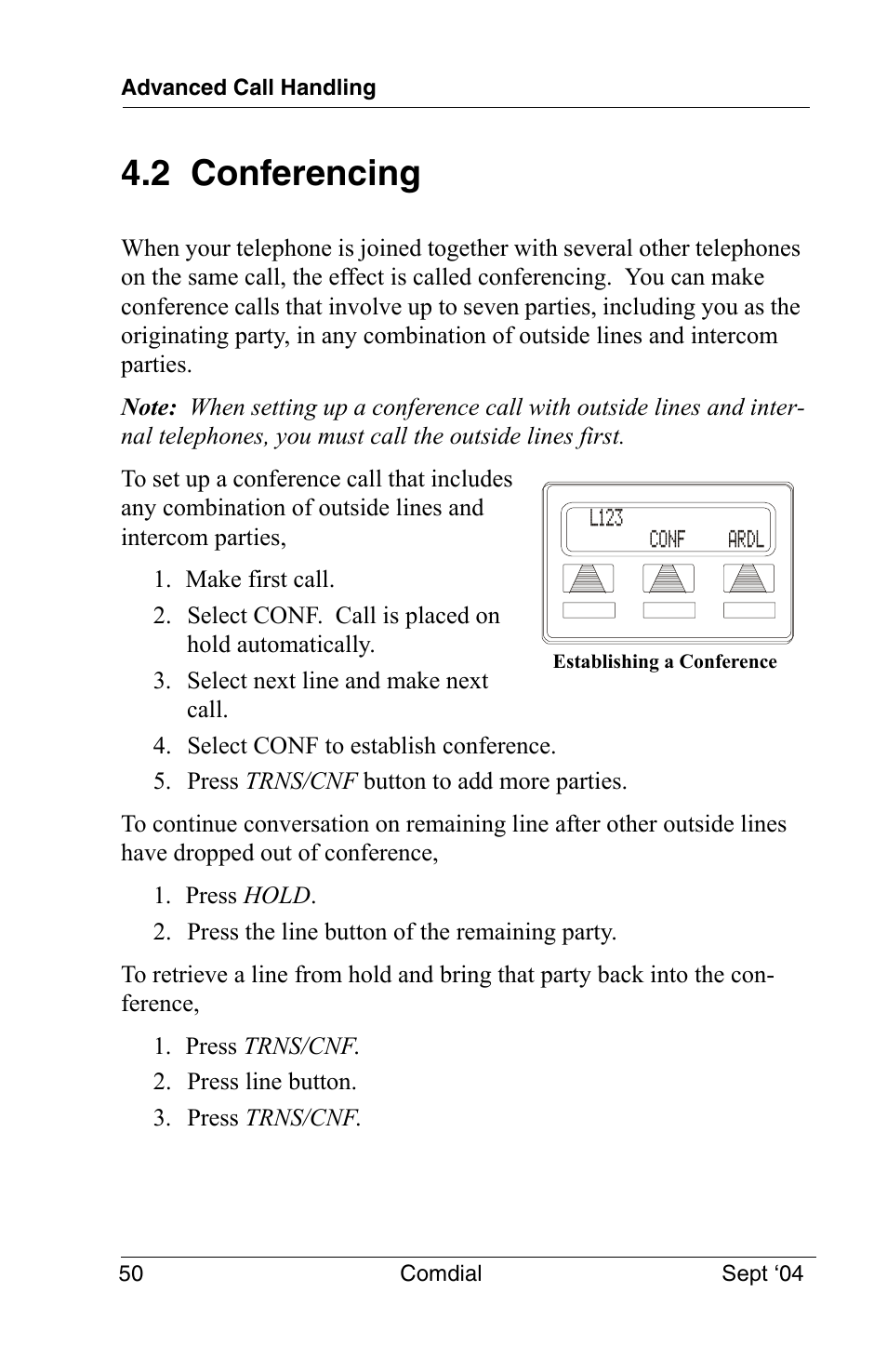 2 conferencing | Vertical Communications EP100 User Manual | Page 48 / 132