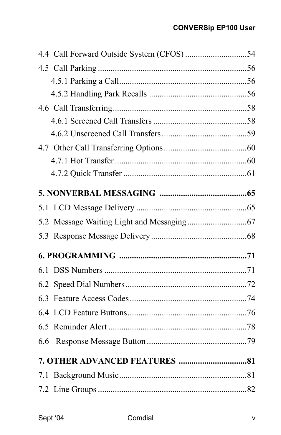 Vertical Communications EP100 User Manual | Page 5 / 132