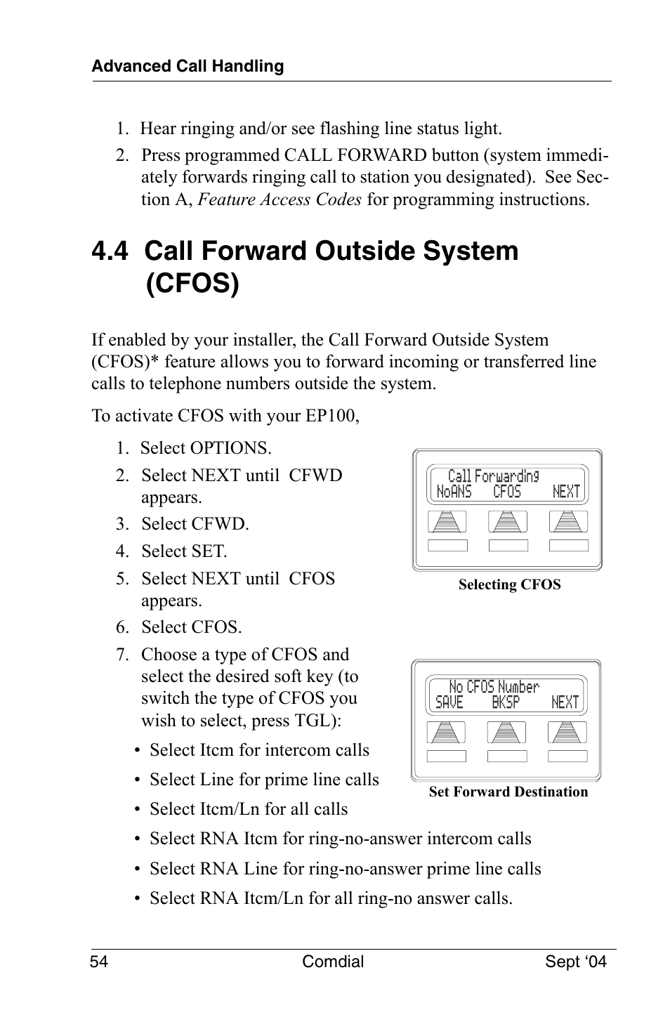 4 call forward outside system (cfos) | Vertical Communications EP100 User Manual | Page 52 / 132