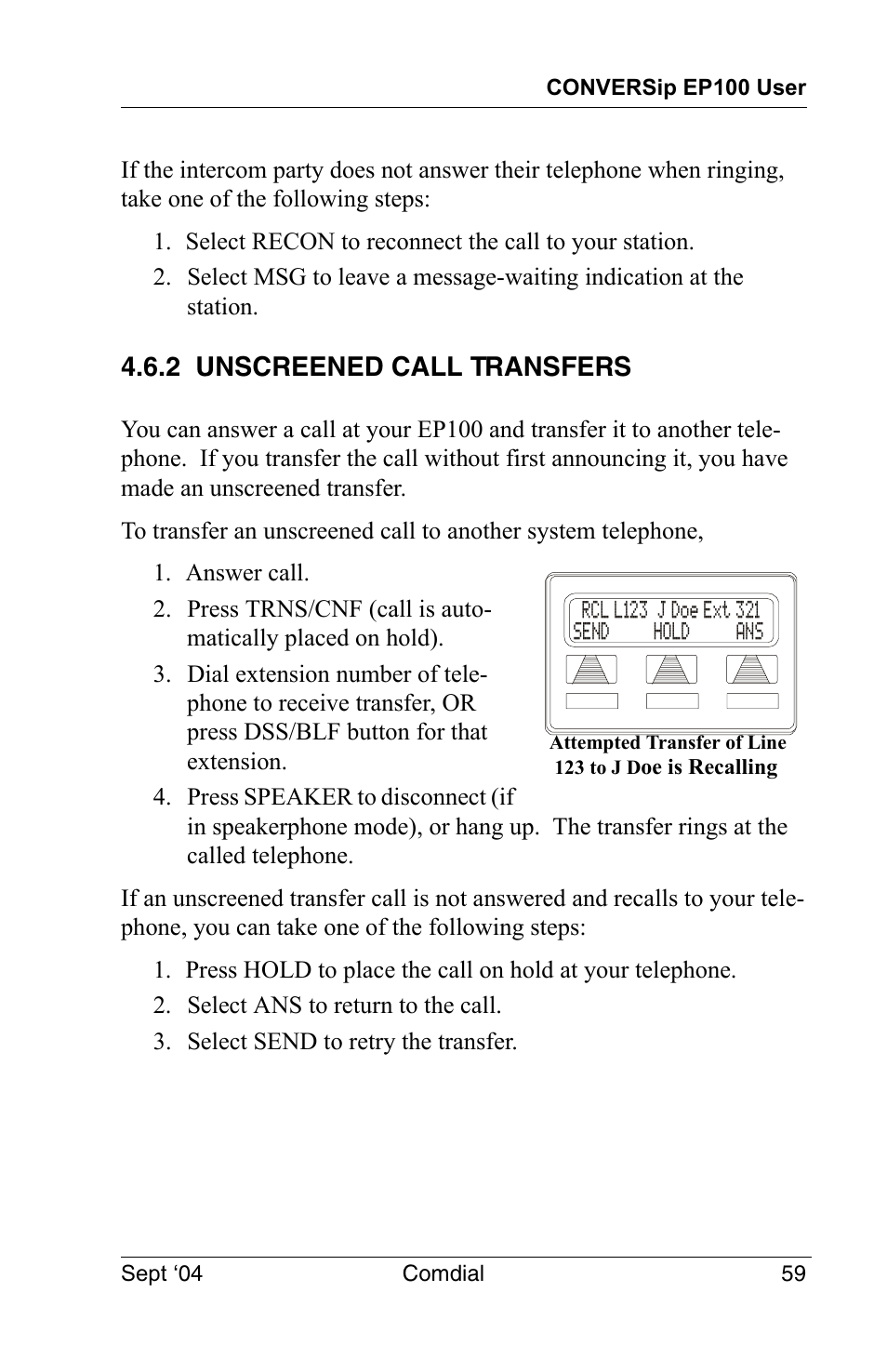 2 unscreened call transfers | Vertical Communications EP100 User Manual | Page 57 / 132