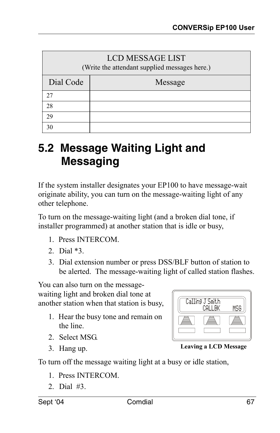 2 message waiting light and messaging | Vertical Communications EP100 User Manual | Page 65 / 132