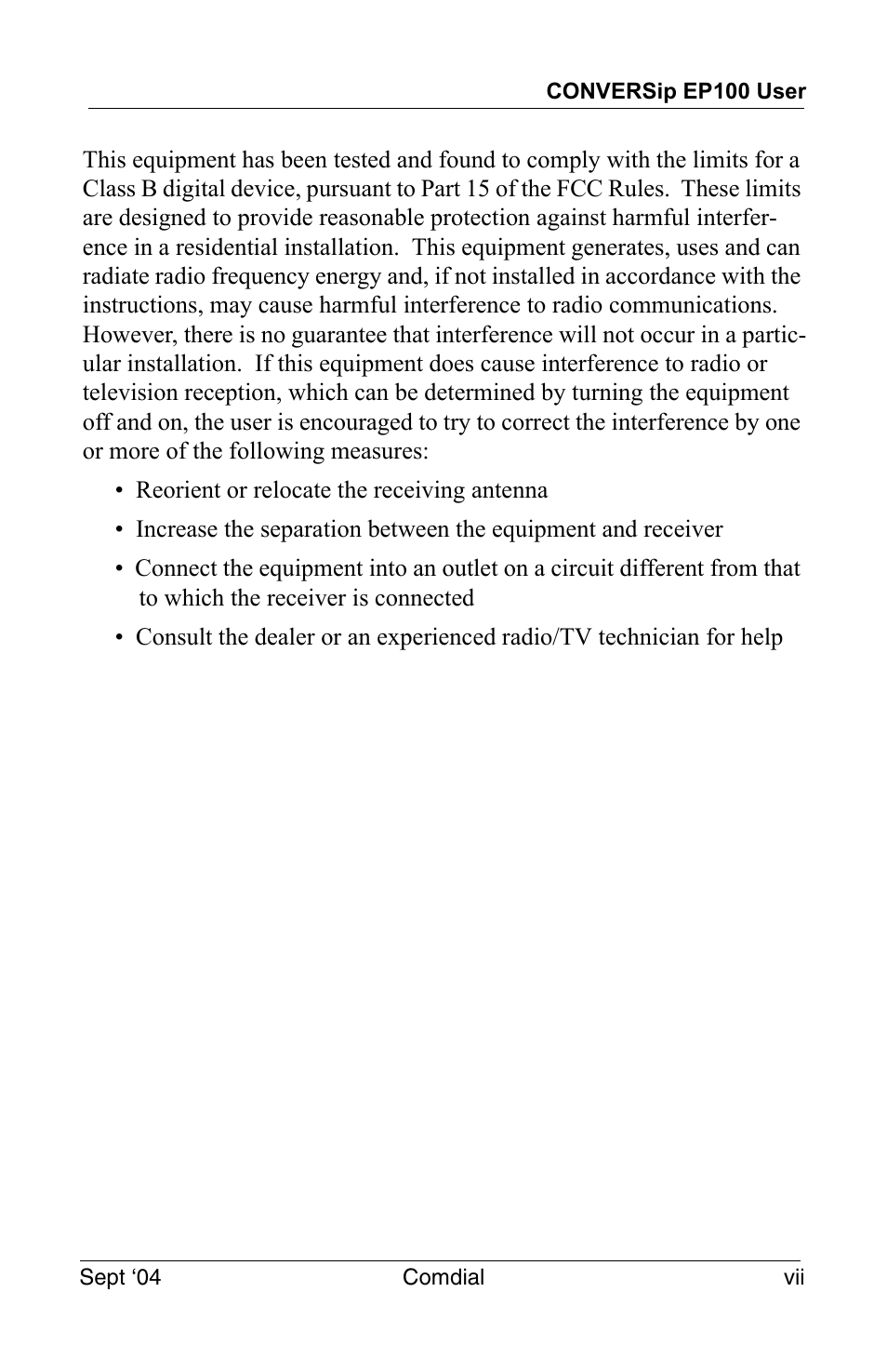 Vertical Communications EP100 User Manual | Page 7 / 132