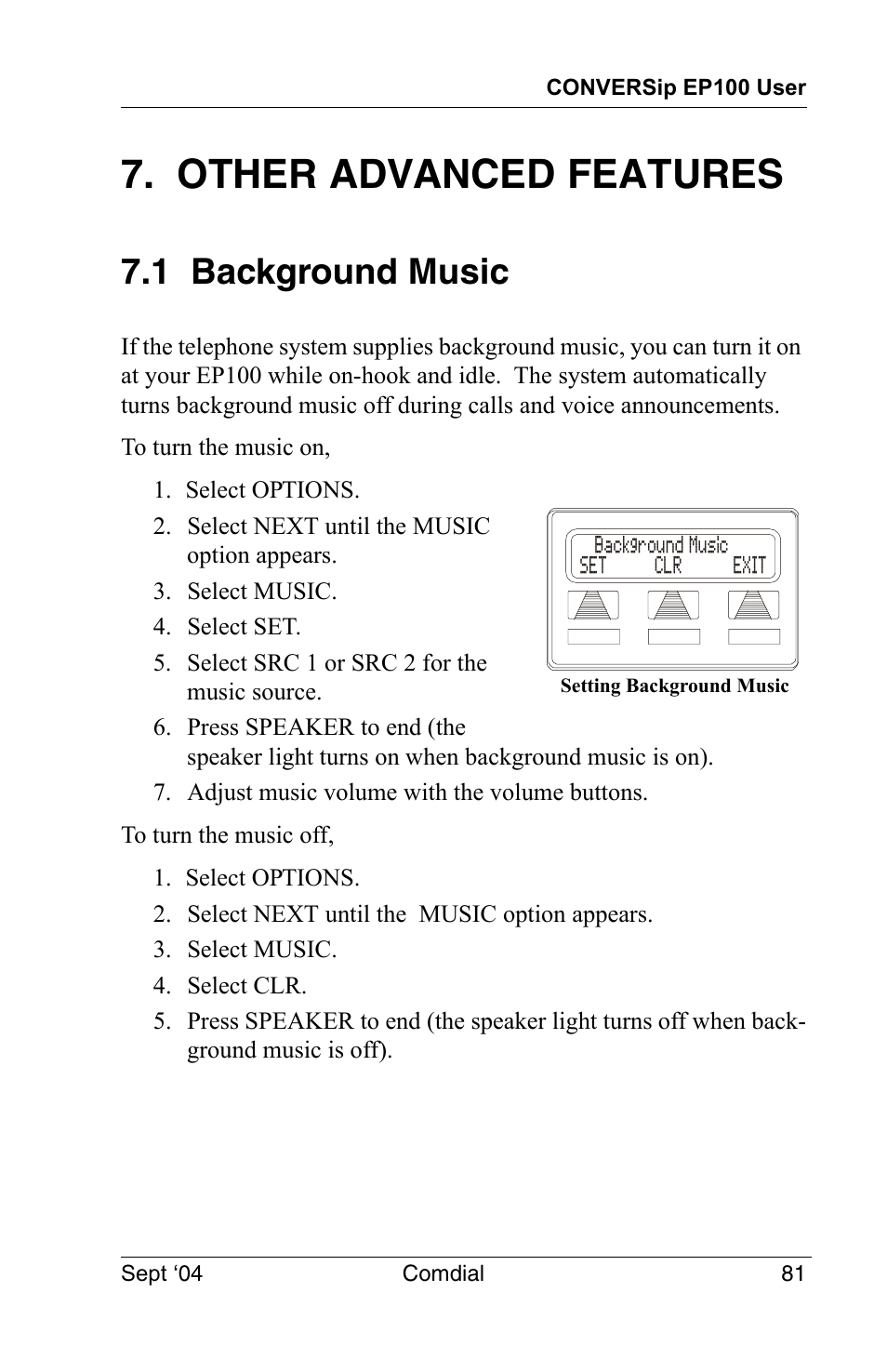 Other advanced features, 1 background music | Vertical Communications EP100 User Manual | Page 79 / 132