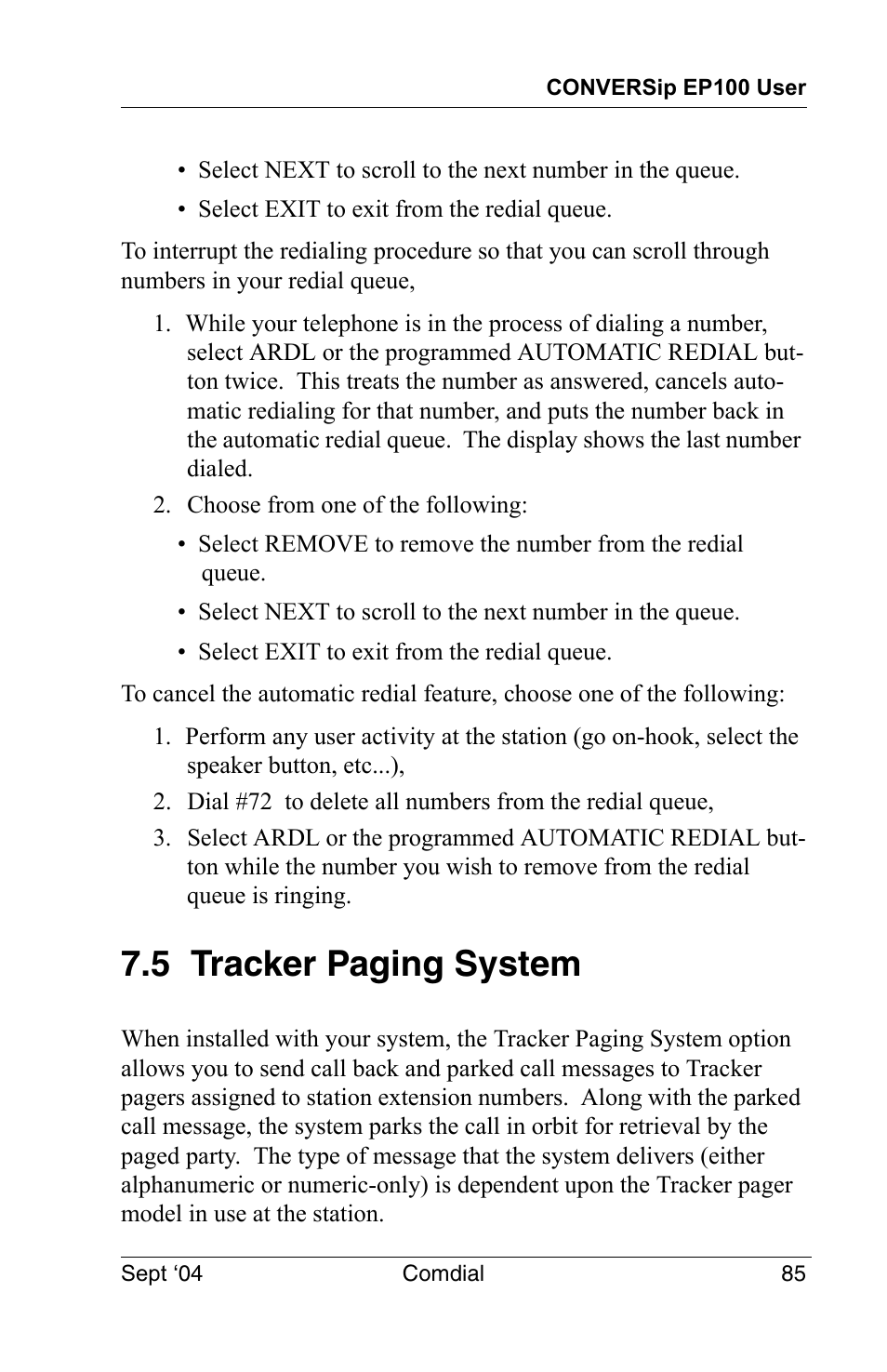 5 tracker paging system | Vertical Communications EP100 User Manual | Page 83 / 132