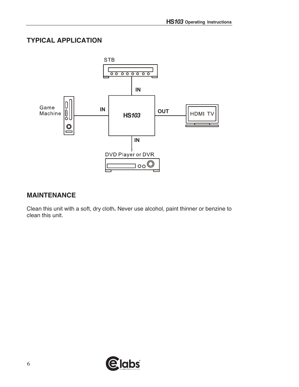Cable Electronics e labs HS103 User Manual | Page 6 / 7