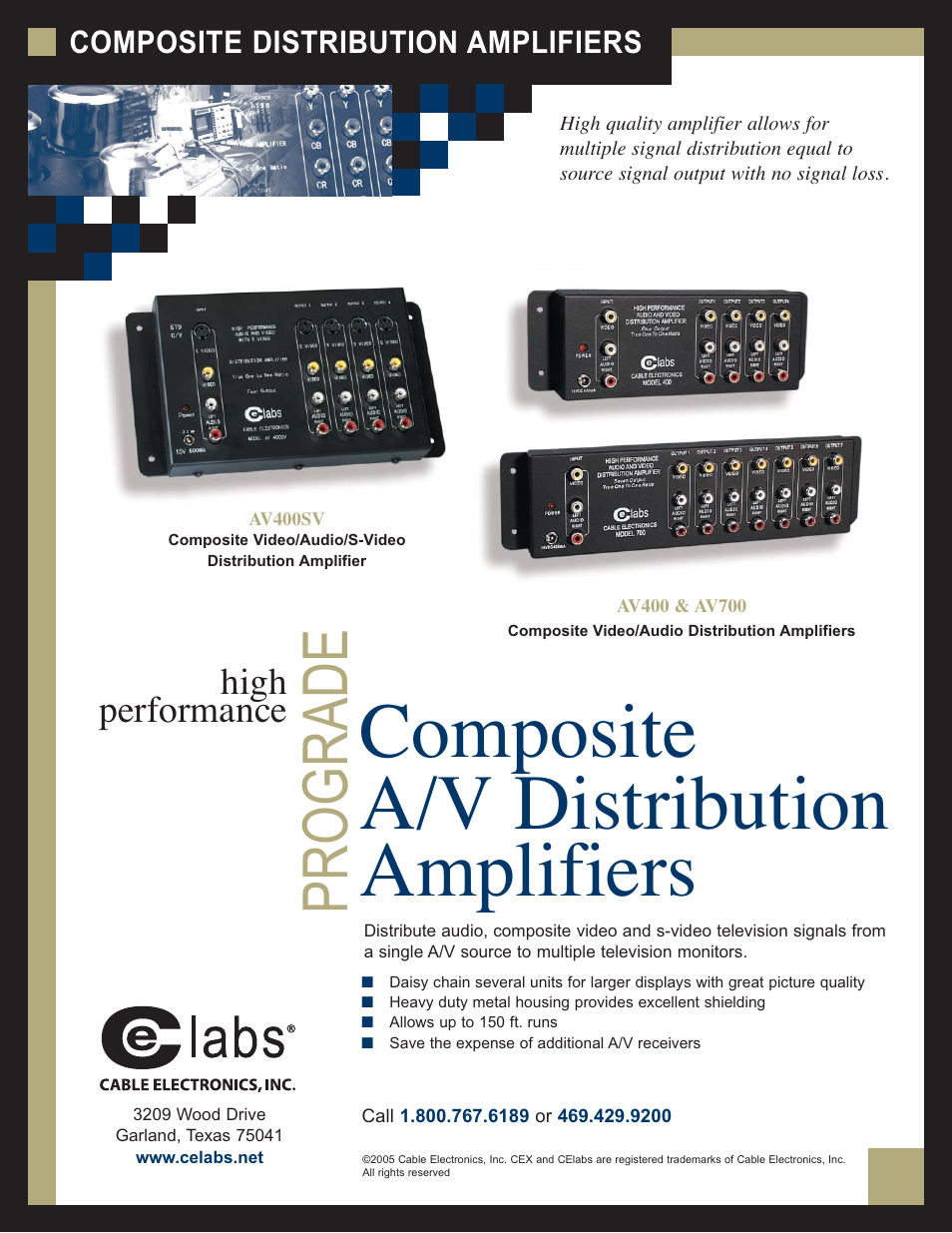 Cable Electronics Composite A/V Distribution Amplifier AV400SV User Manual | 2 pages